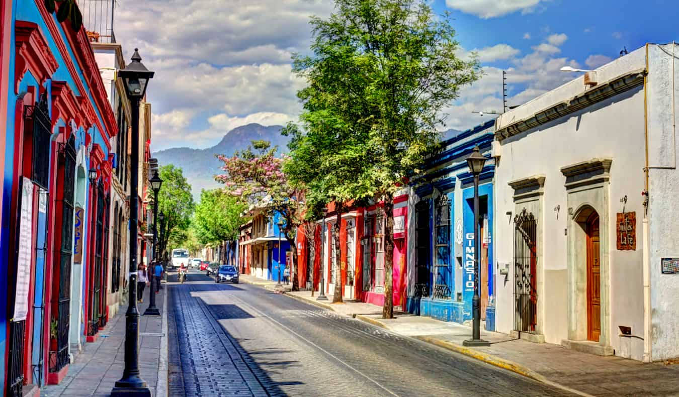 colorful houses, Oaxaca, cobblestone street, HD Desktop Wallpaper