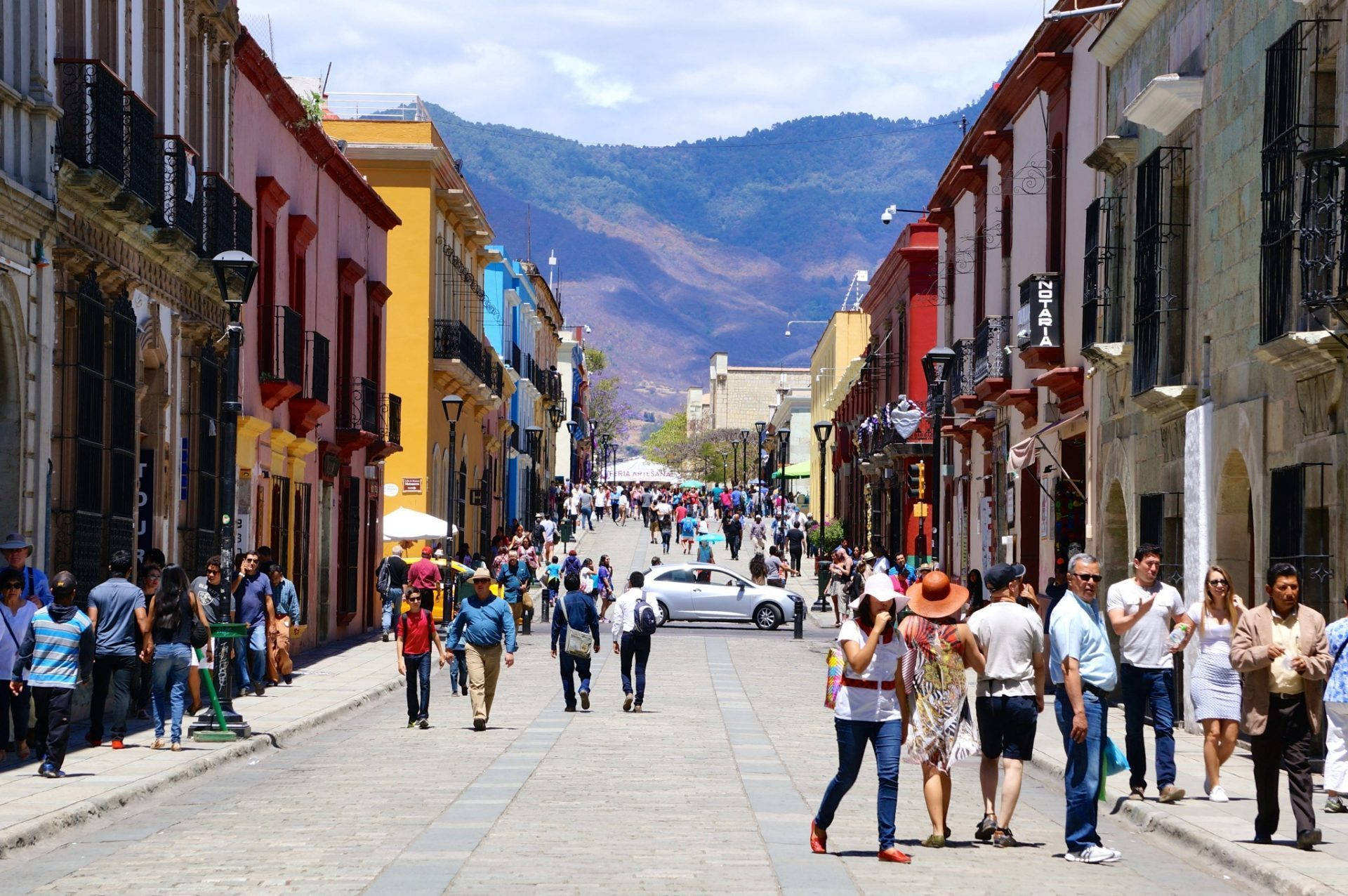 Oaxaca, tourist area, colonial street, Full HD Desktop Wallpaper