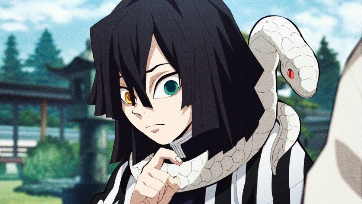 Obanai Iguro, heterochromatic eyes, white snake, SD Desktop Wallpaper