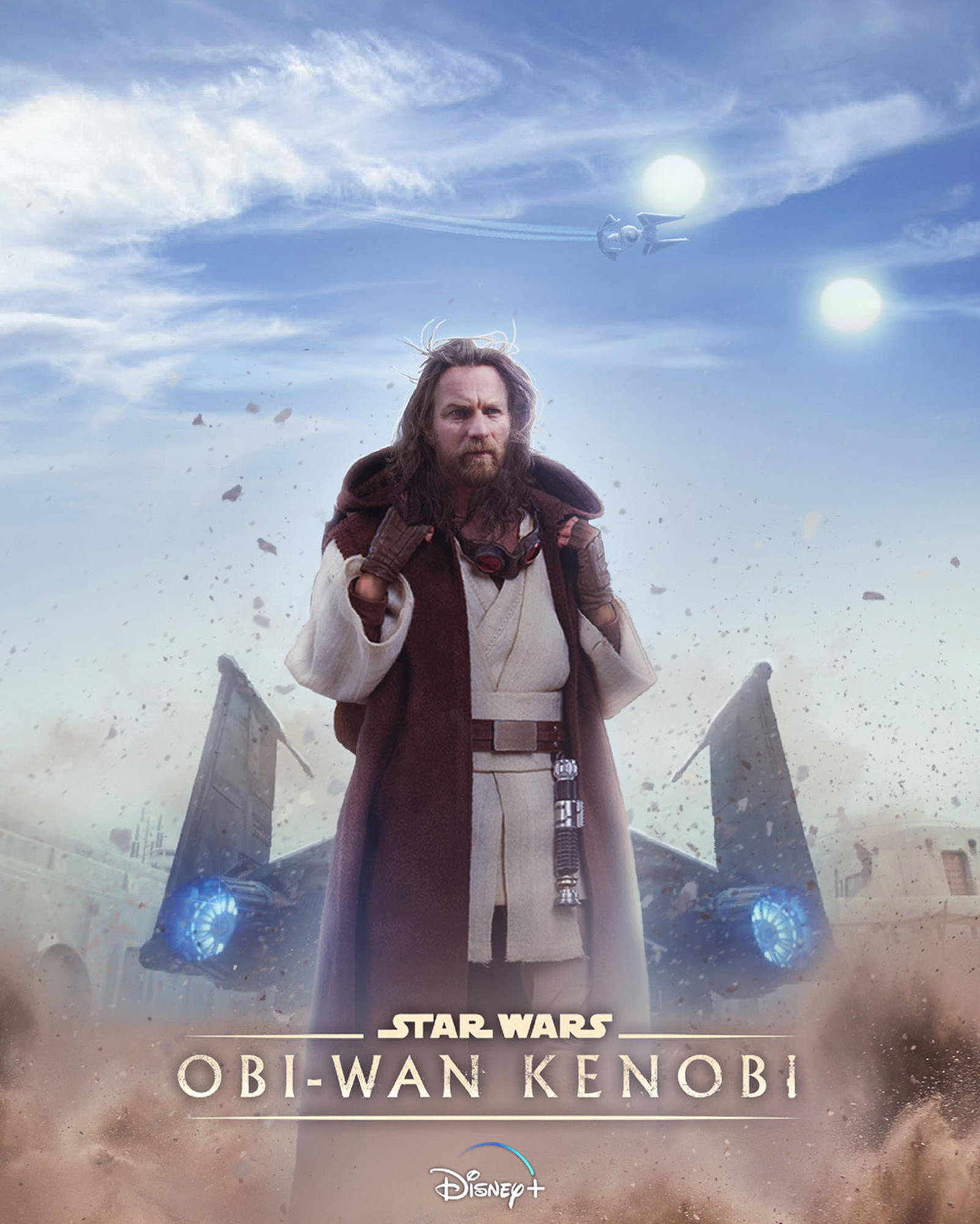 Obi-Wan Kenobi, desert battlefield, twin suns, Full HD Phone Wallpaper