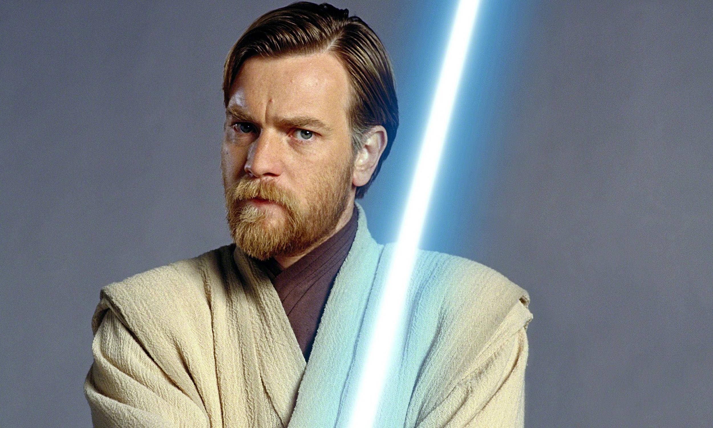 Obi Wan Kenobi, blue lightsaber, bearded man, Full HD Desktop Wallpaper