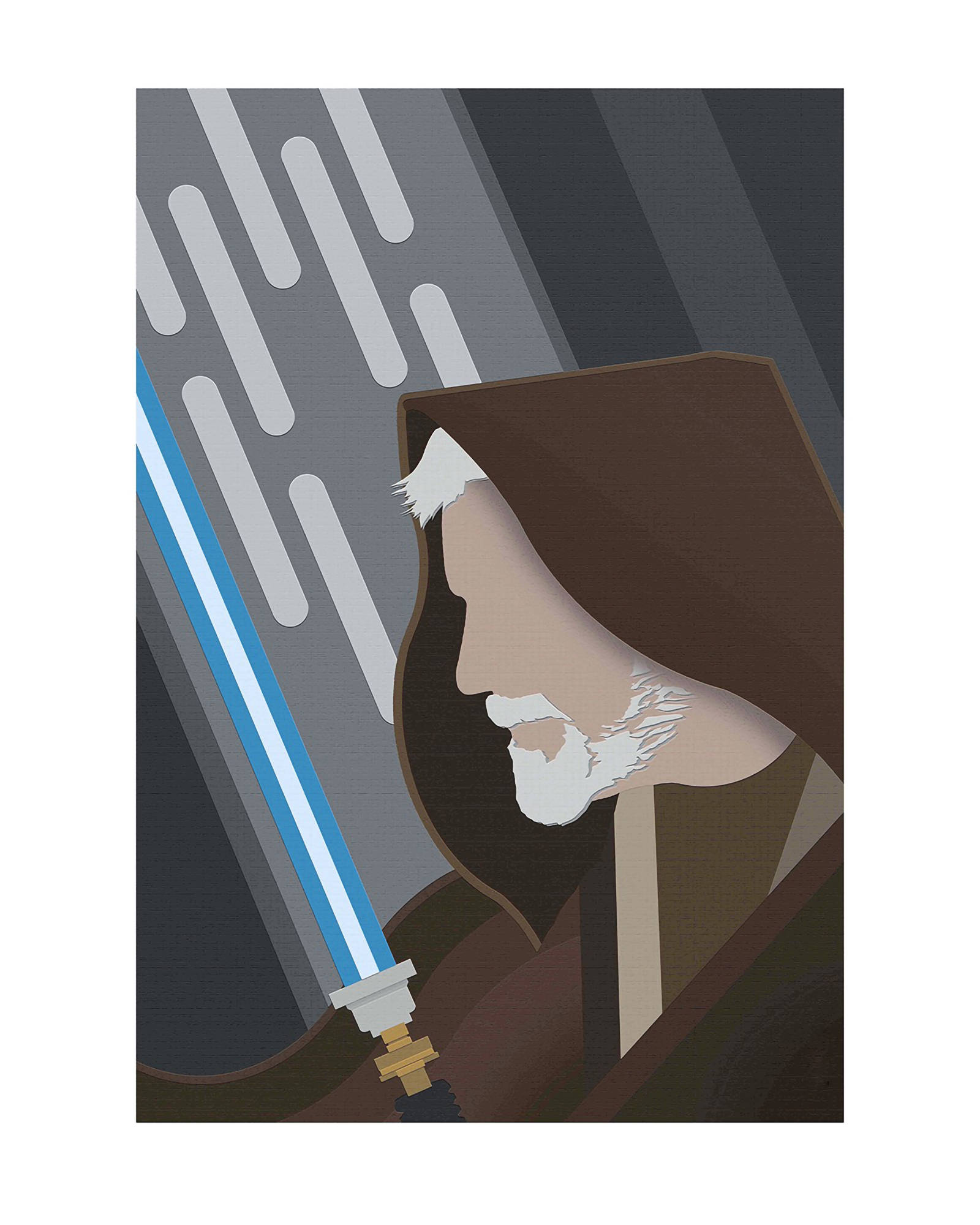 Obi-Wan Kenobi, blue lightsaber, minimalist illustration, Full HD Phone Wallpaper