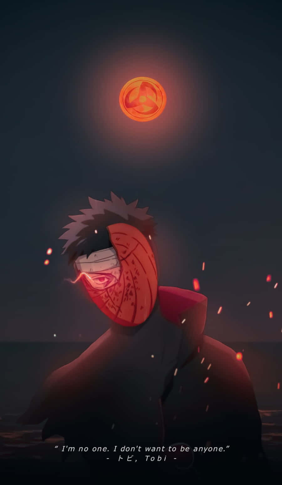 Obito Aesthetic, masked anime character, glowing orange moon, HD Phone Wallpaper