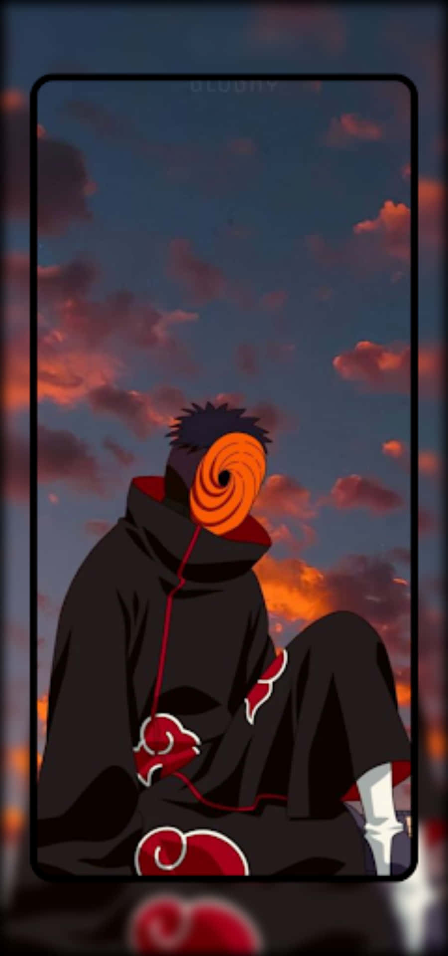 Obito, black cloak, red clouds, Full HD Phone Wallpaper