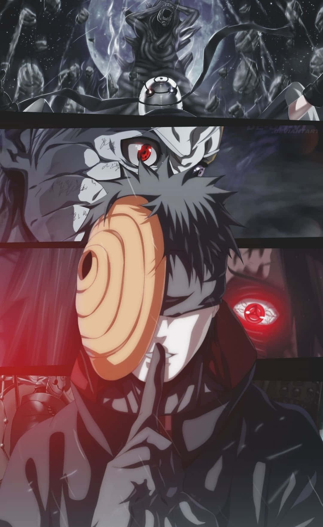 Obito Aesthetic, red eyes, spiral mask, HD Phone Wallpaper