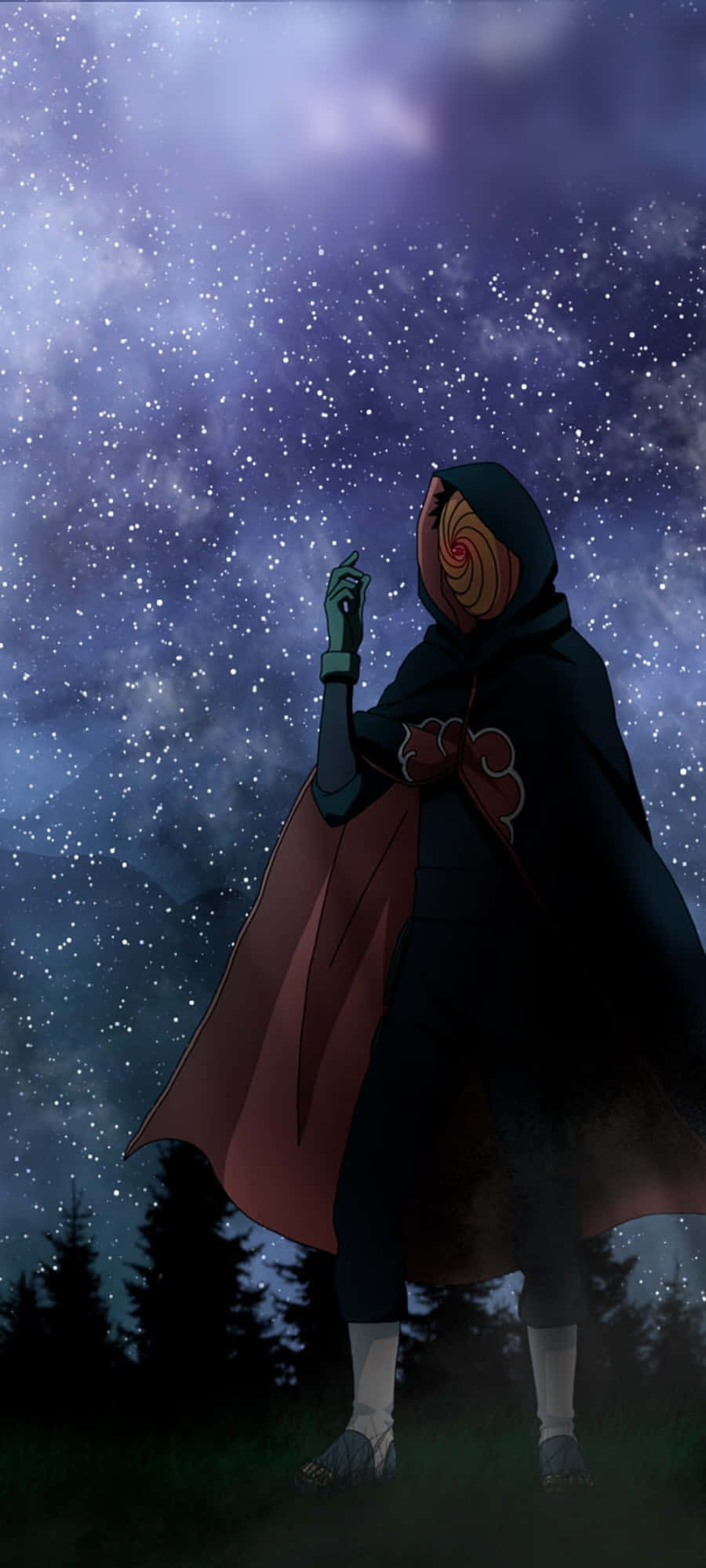 Obito Aesthetic, cloaked anime figure, spiral mask, Full HD Phone Wallpaper