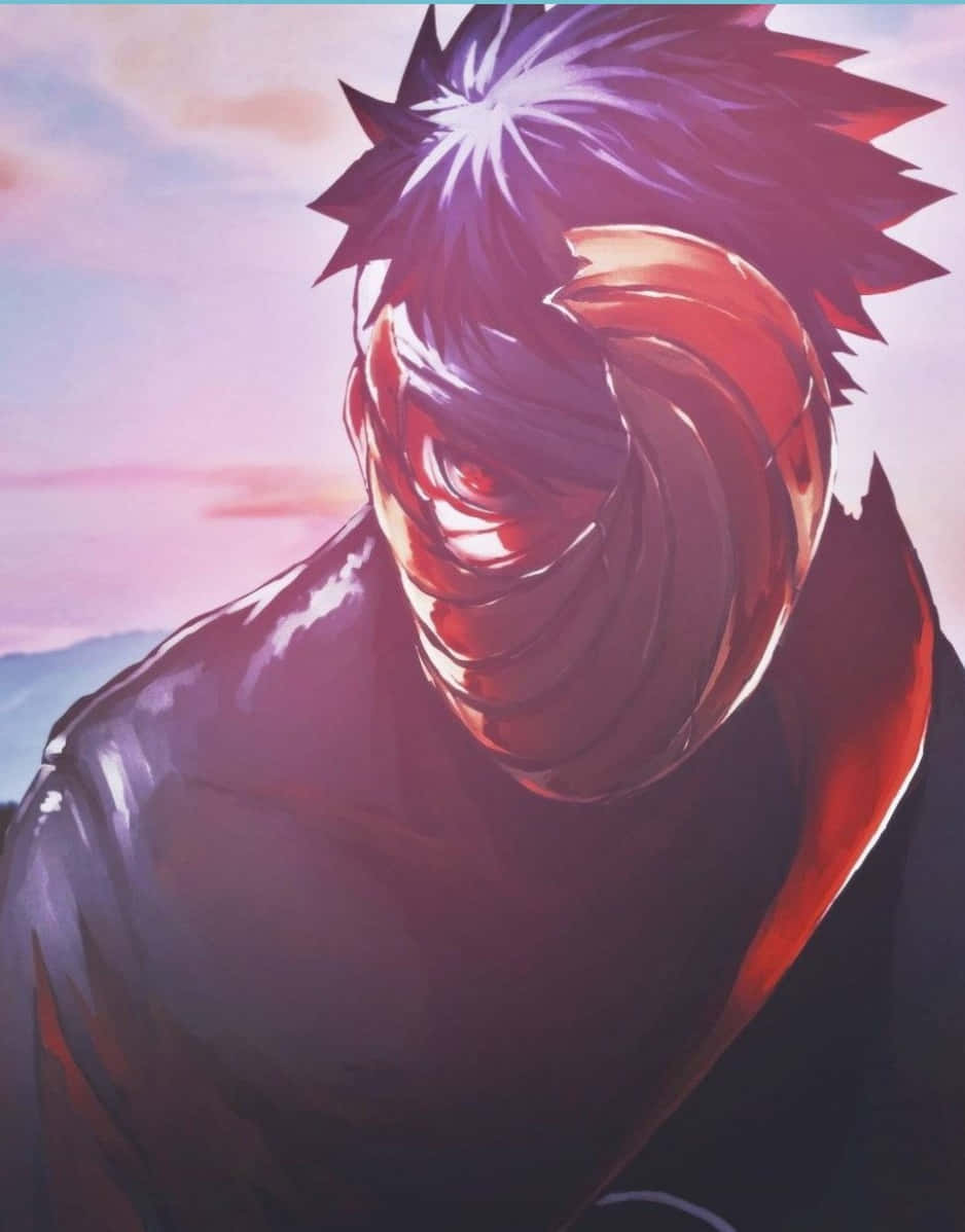 Obito Aesthetic, spiky-haired anime character, red eye, SD Phone Wallpaper