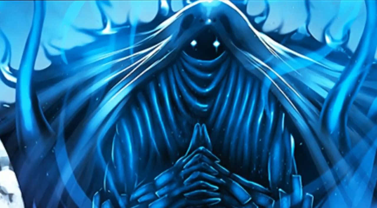 Obito Susanoo, blue hooded figure, glowing eyes, HD Desktop Wallpaper