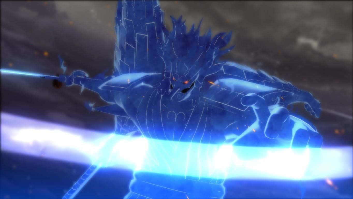 Obito Susanoo, blue glowing, spiky hair, HD Desktop Wallpaper