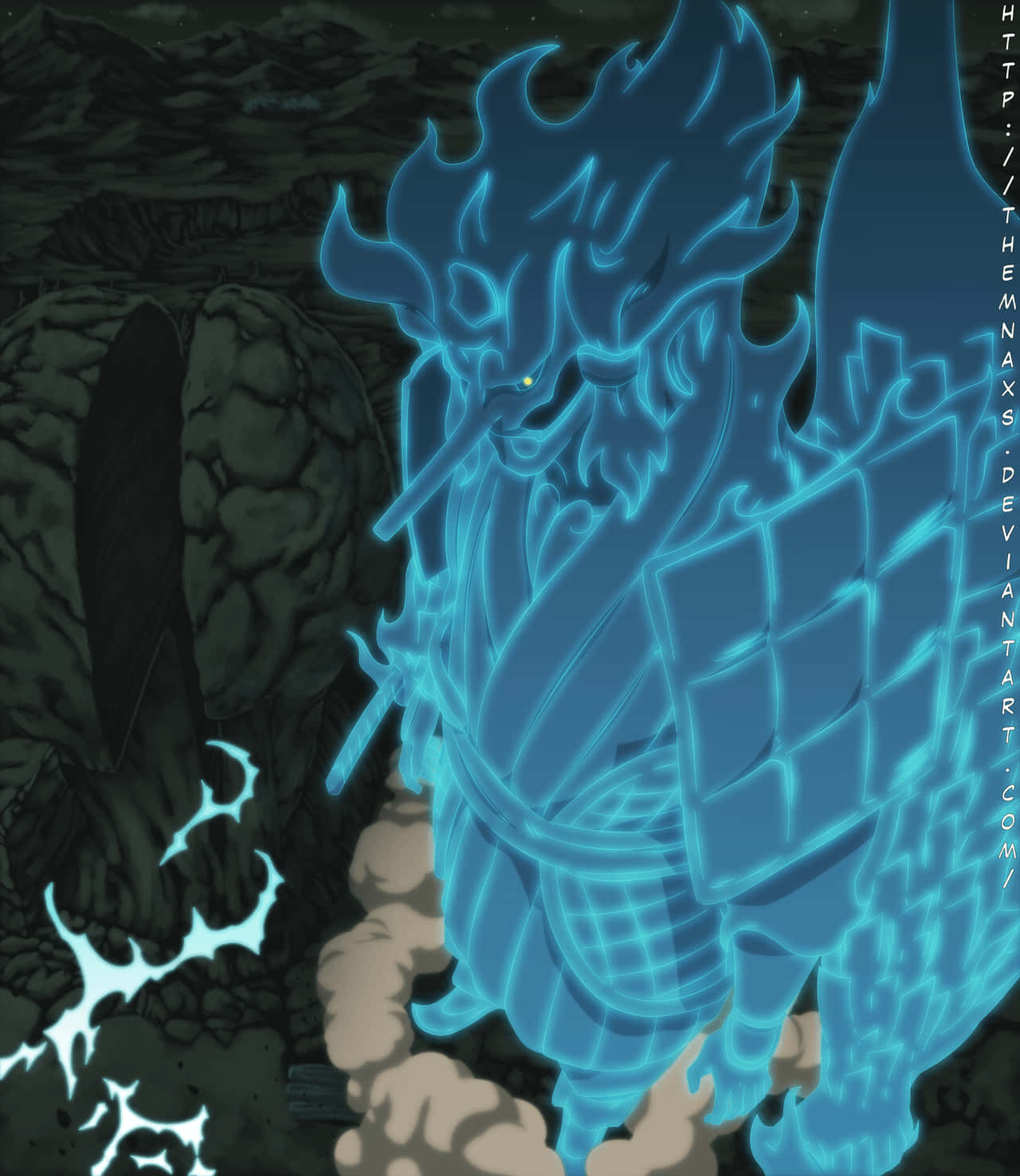 Obito Susanoo, glowing blue, sharp horns, HD Phone Wallpaper
