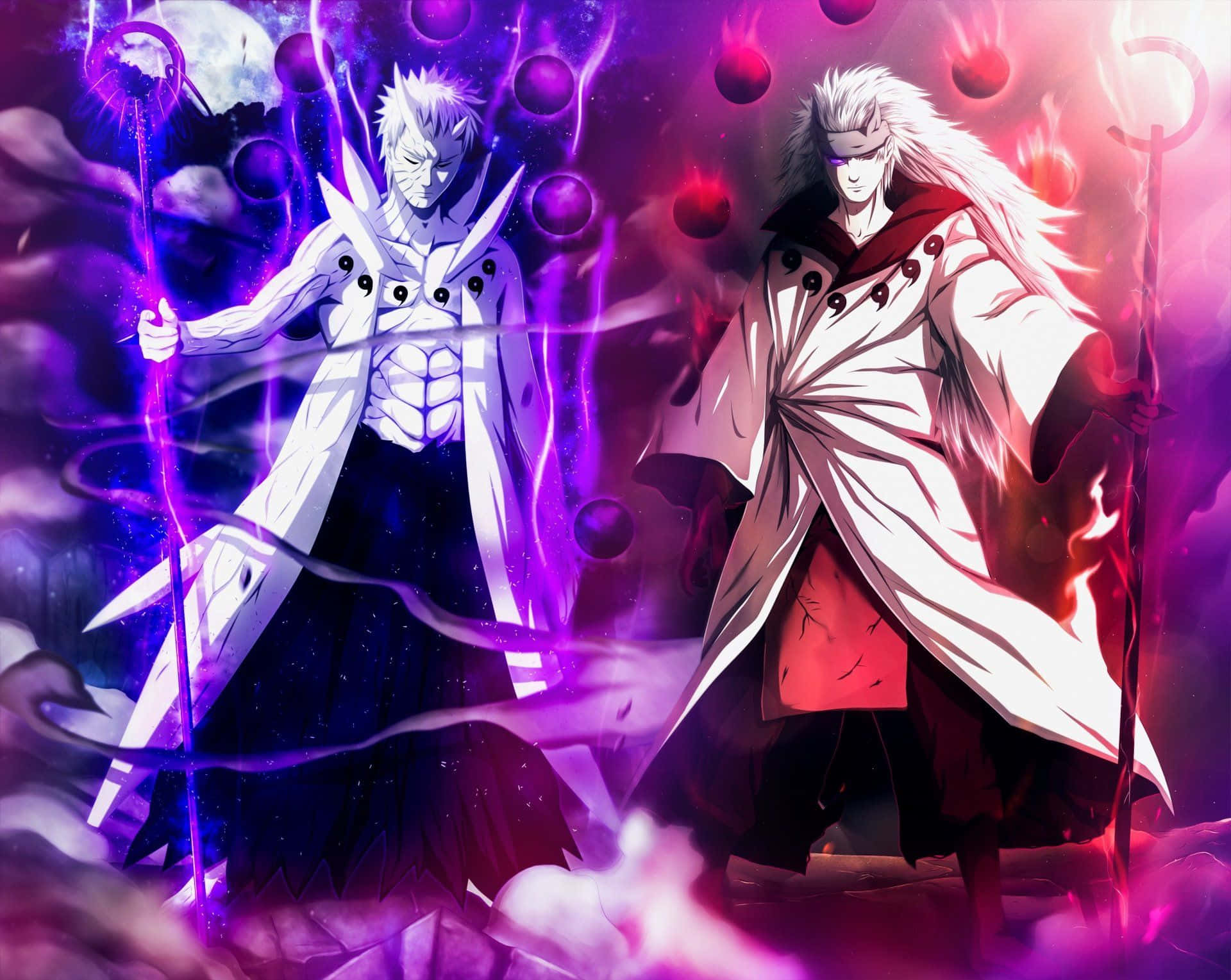 Obito Susanoo, purple sky, white robes, Full HD Desktop Wallpaper