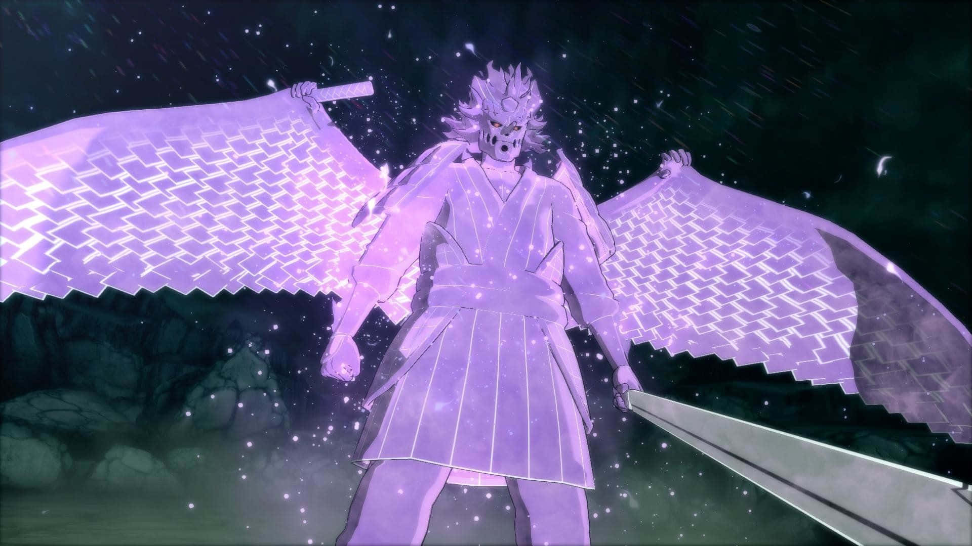 Obito Susanoo, purple-winged, glowing eyes, Full HD Desktop Wallpaper