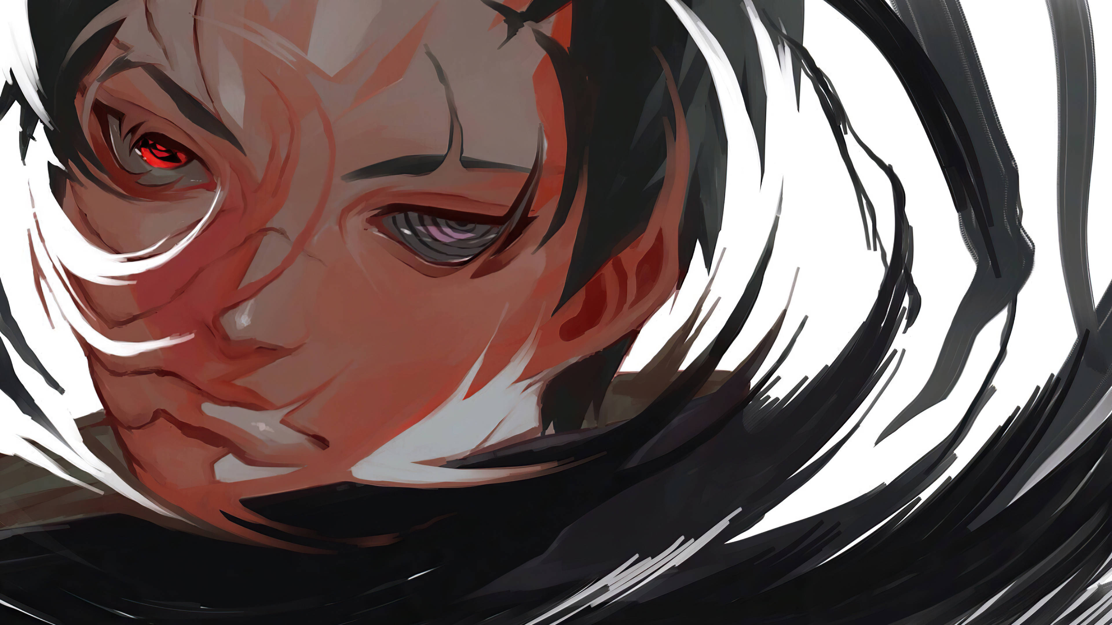 Obito Uchiha, glowing red eye, purple eye, 4K Desktop Wallpaper