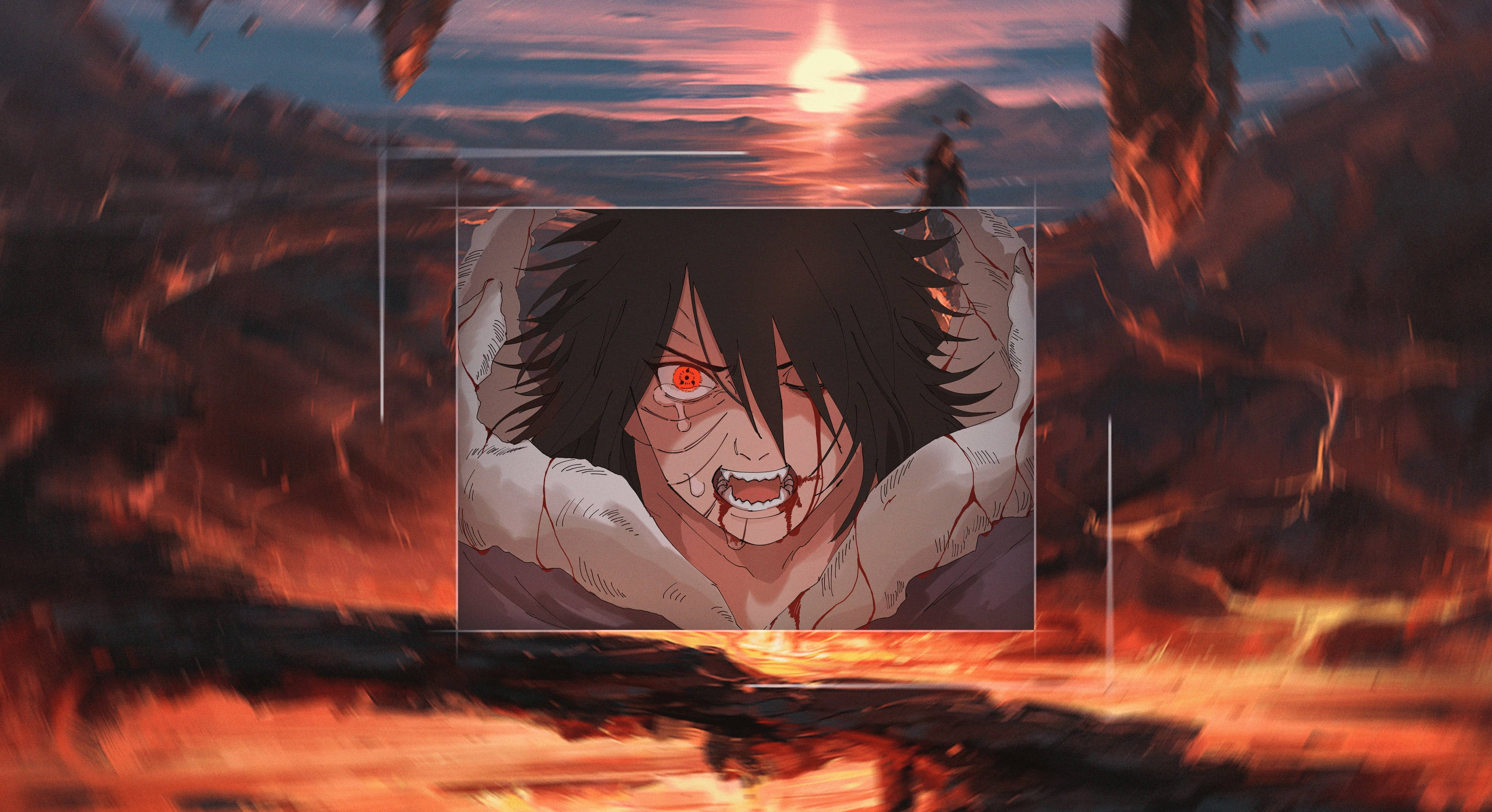 Obito Uchiha, lava, sunset, 4K Desktop Wallpaper