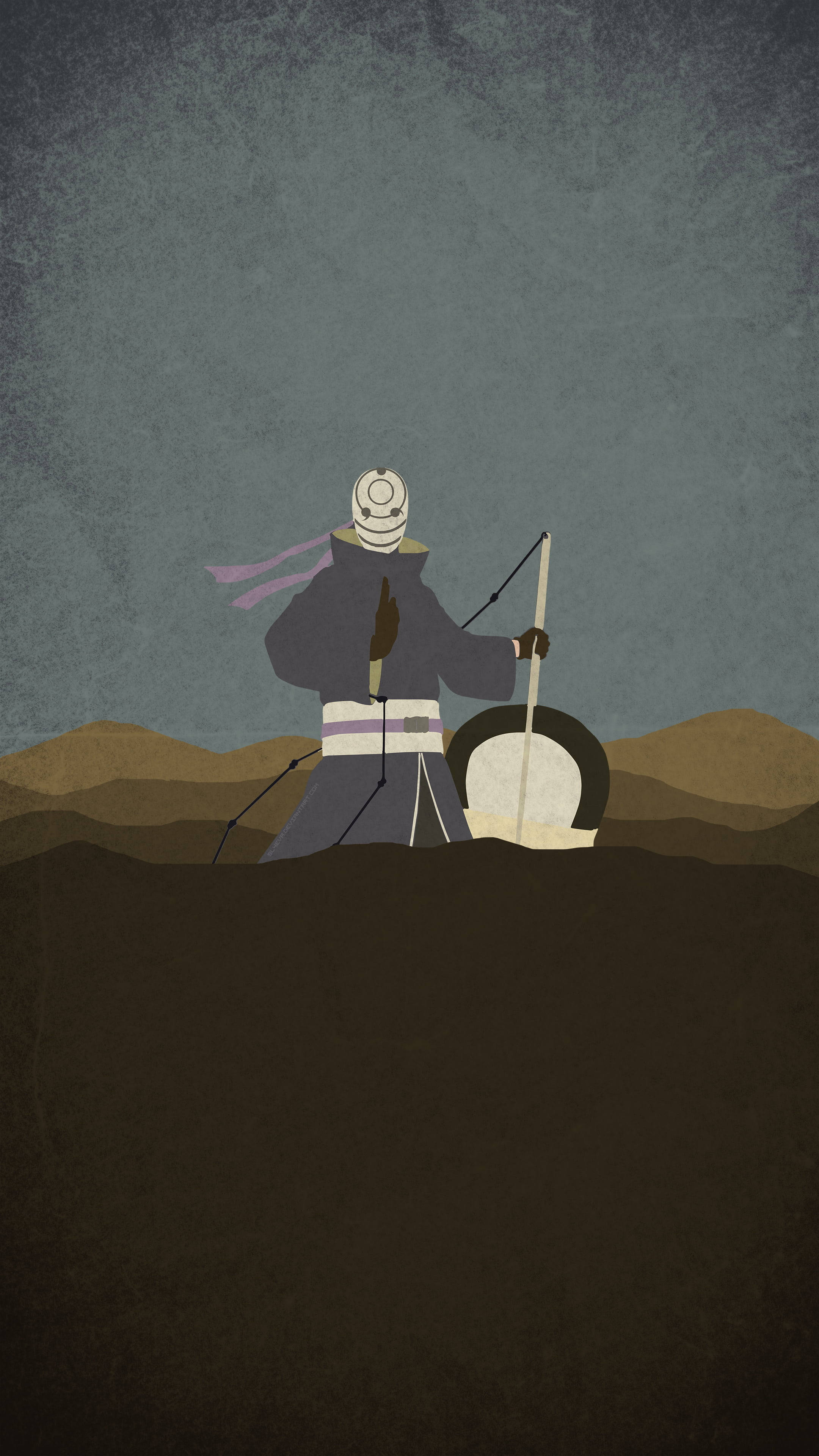 Obito Uchiha, minimalist, desert, 4K Phone Wallpaper
