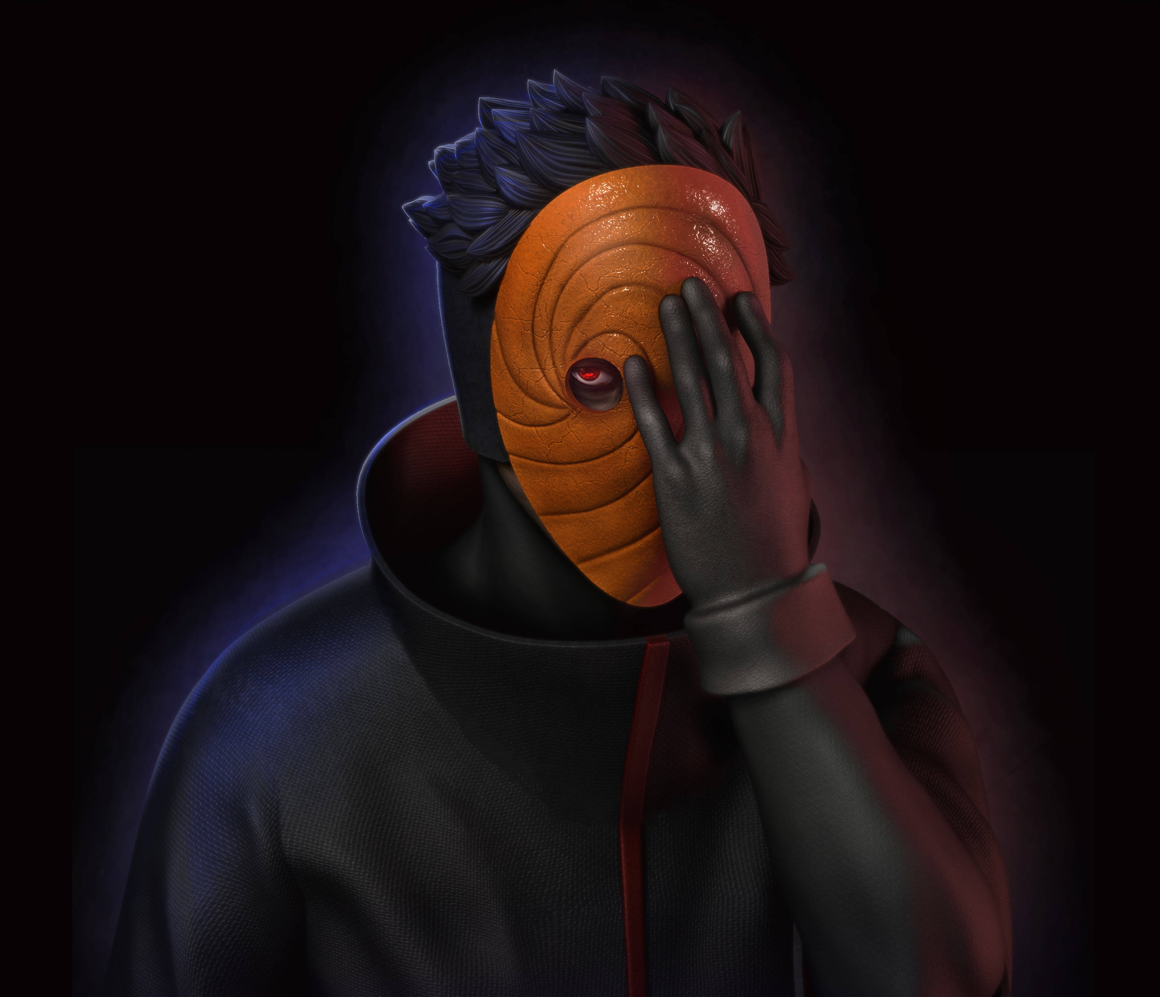 Obito Uchiha, orange spiral mask, red eye, 4K Desktop Wallpaper