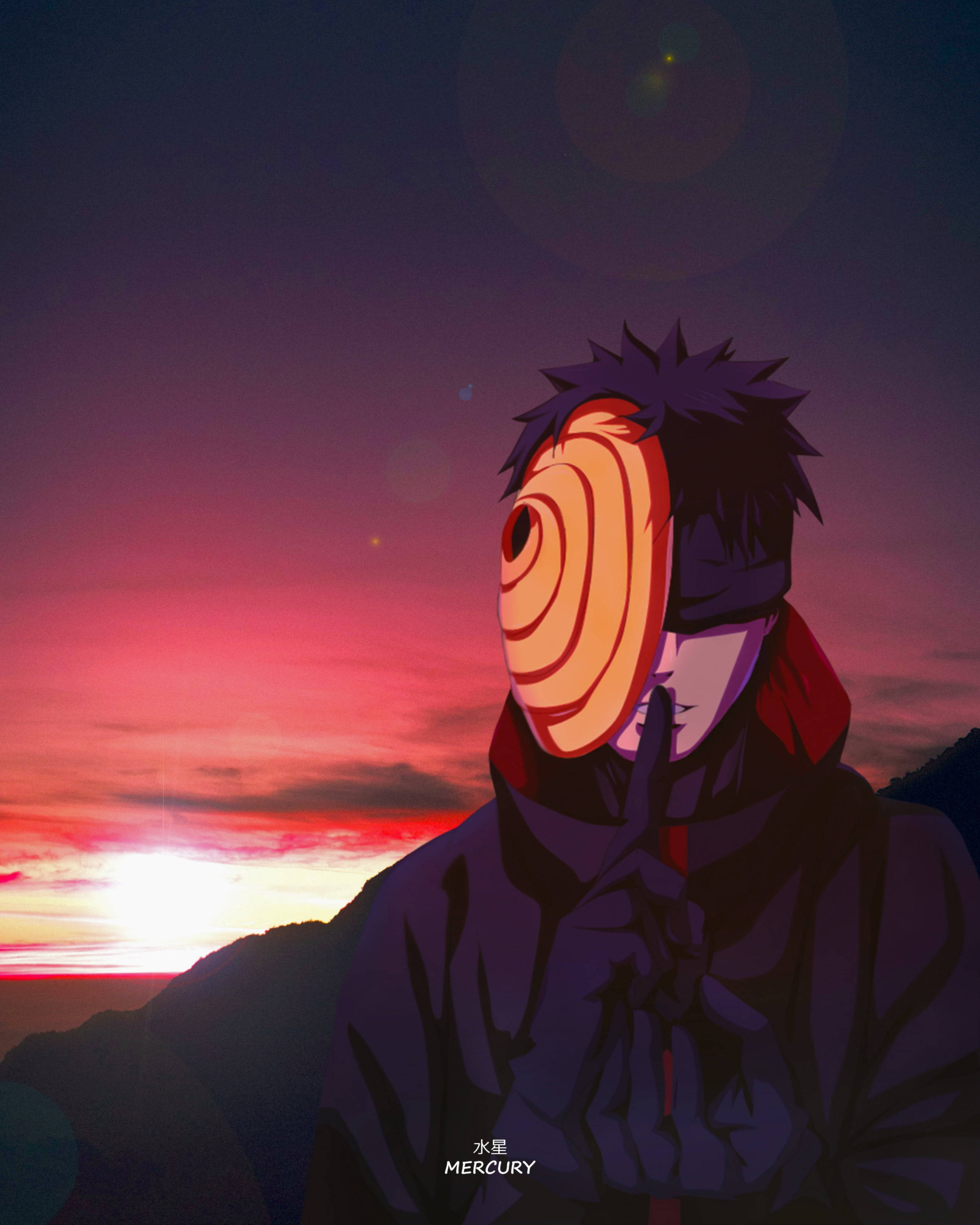 Obito Uchiha, sunset, blindfold, 2K Phone Wallpaper
