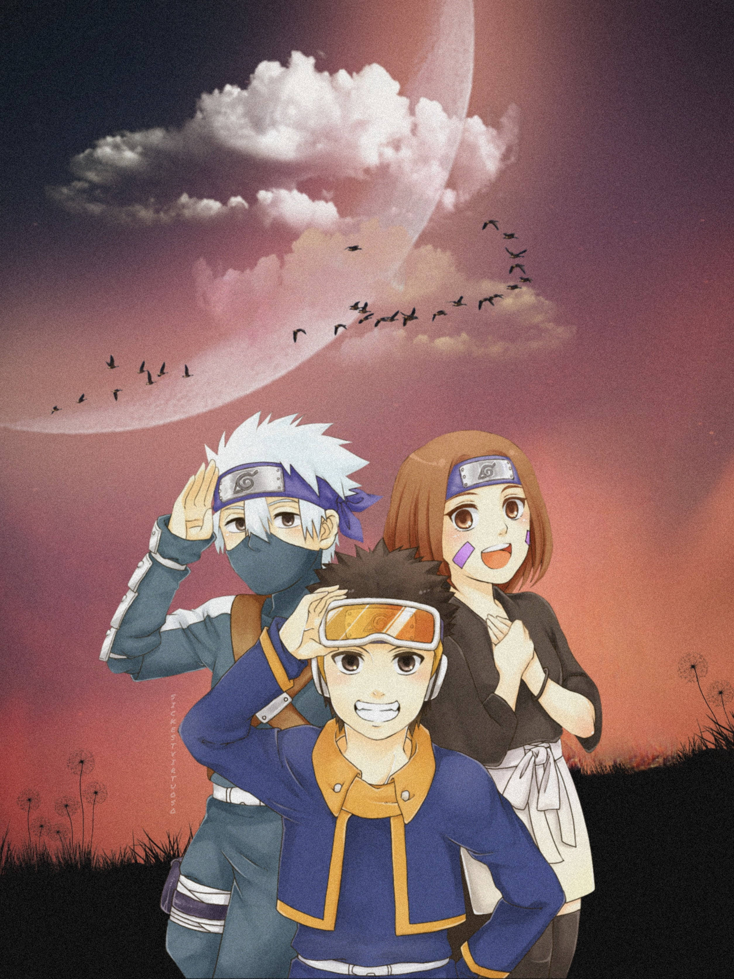 Obito Uchiha, anime, giant moon, 2K Phone Wallpaper