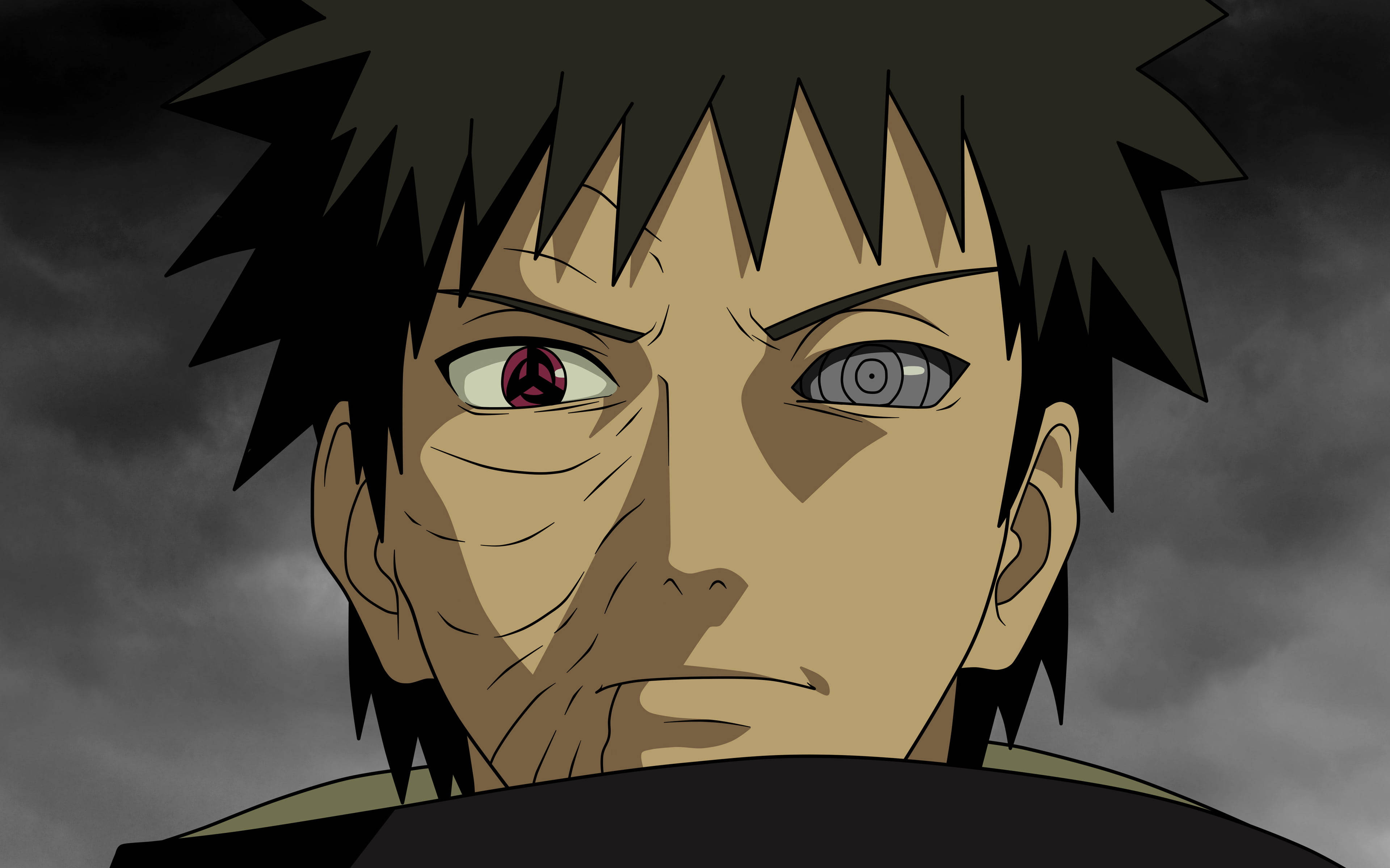 Obito Uchiha, activated eyes, spiky black hair, 4K Desktop Wallpaper