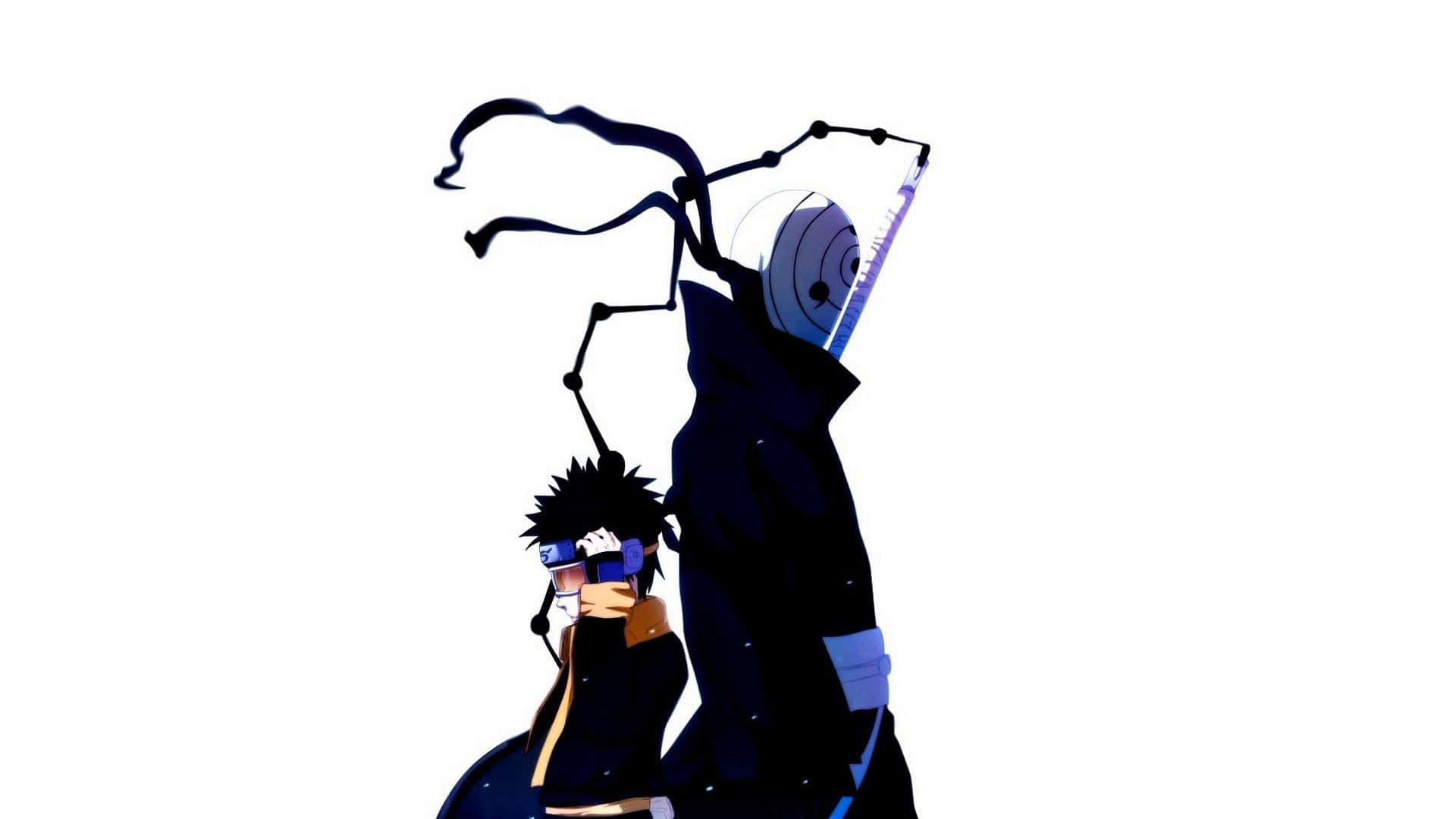 Obito Uchiha, silhouette, white background, Full HD Desktop Wallpaper