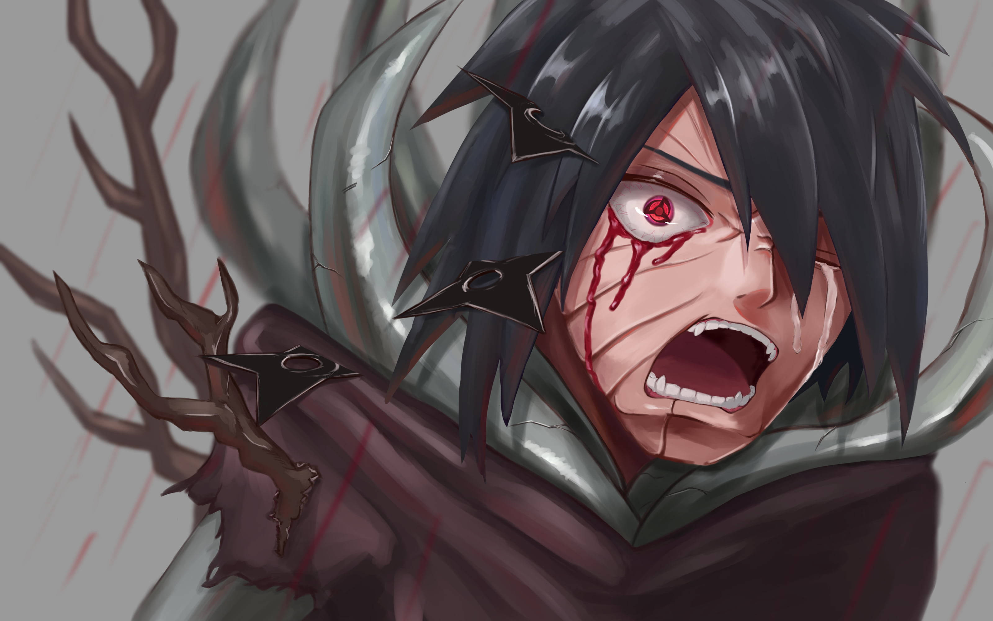 Obito Uchiha, black hair, red eye, 2K Desktop Wallpaper