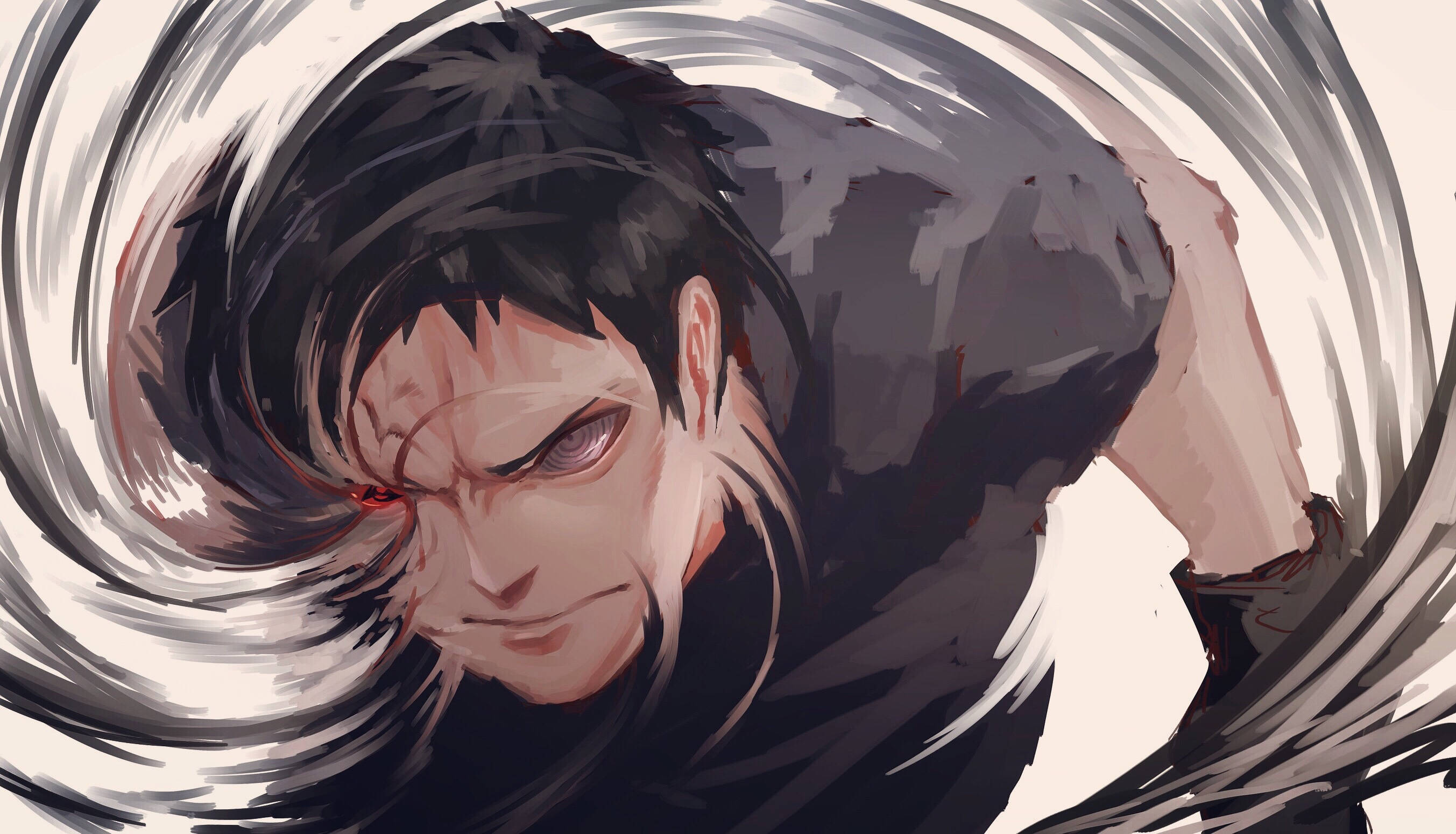 Obito Uchiha, dark hair, red eye, 2K Desktop Wallpaper