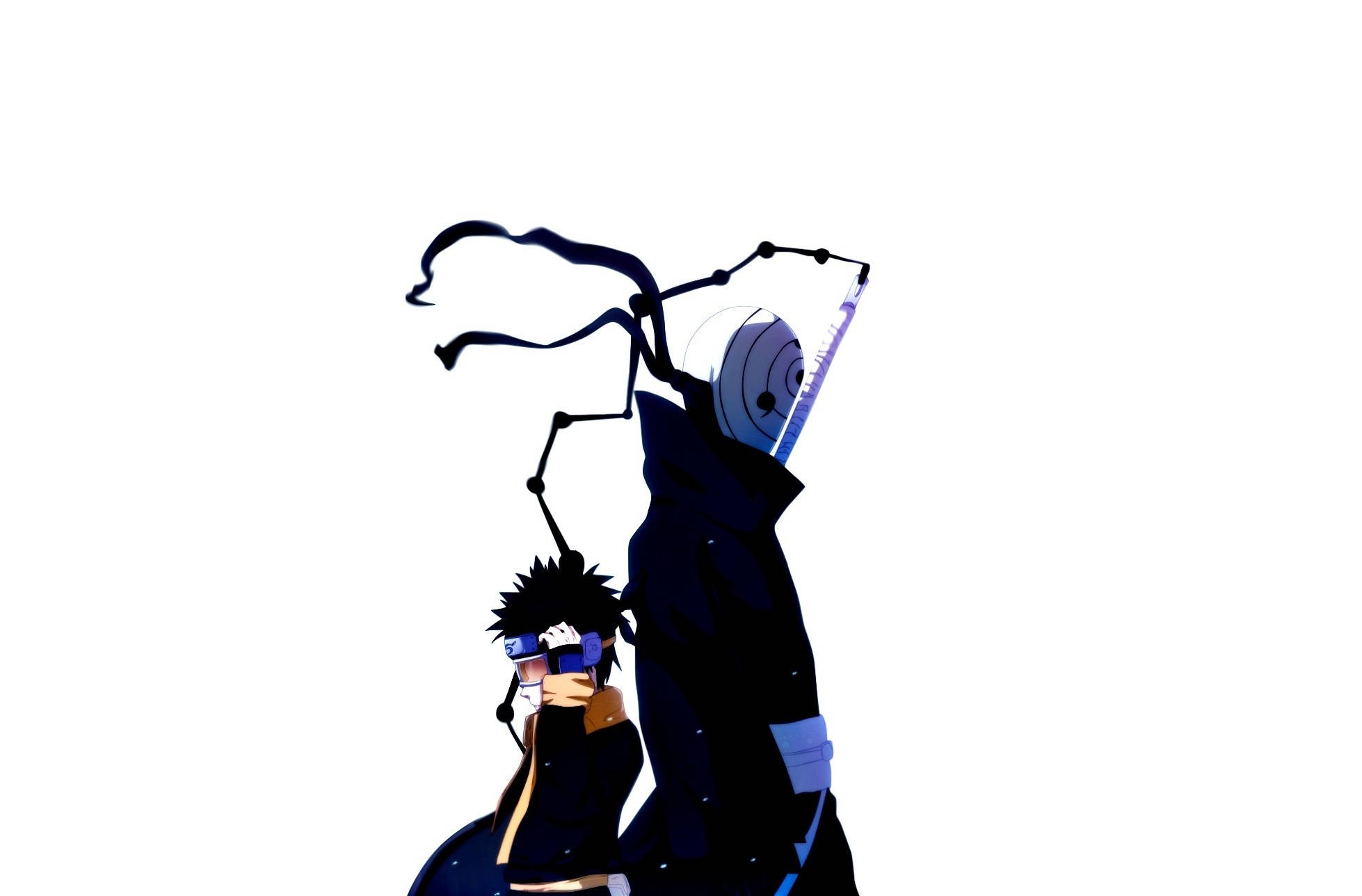 Obito Uchiha, dark cloaks, blue accents, Full HD Desktop Wallpaper
