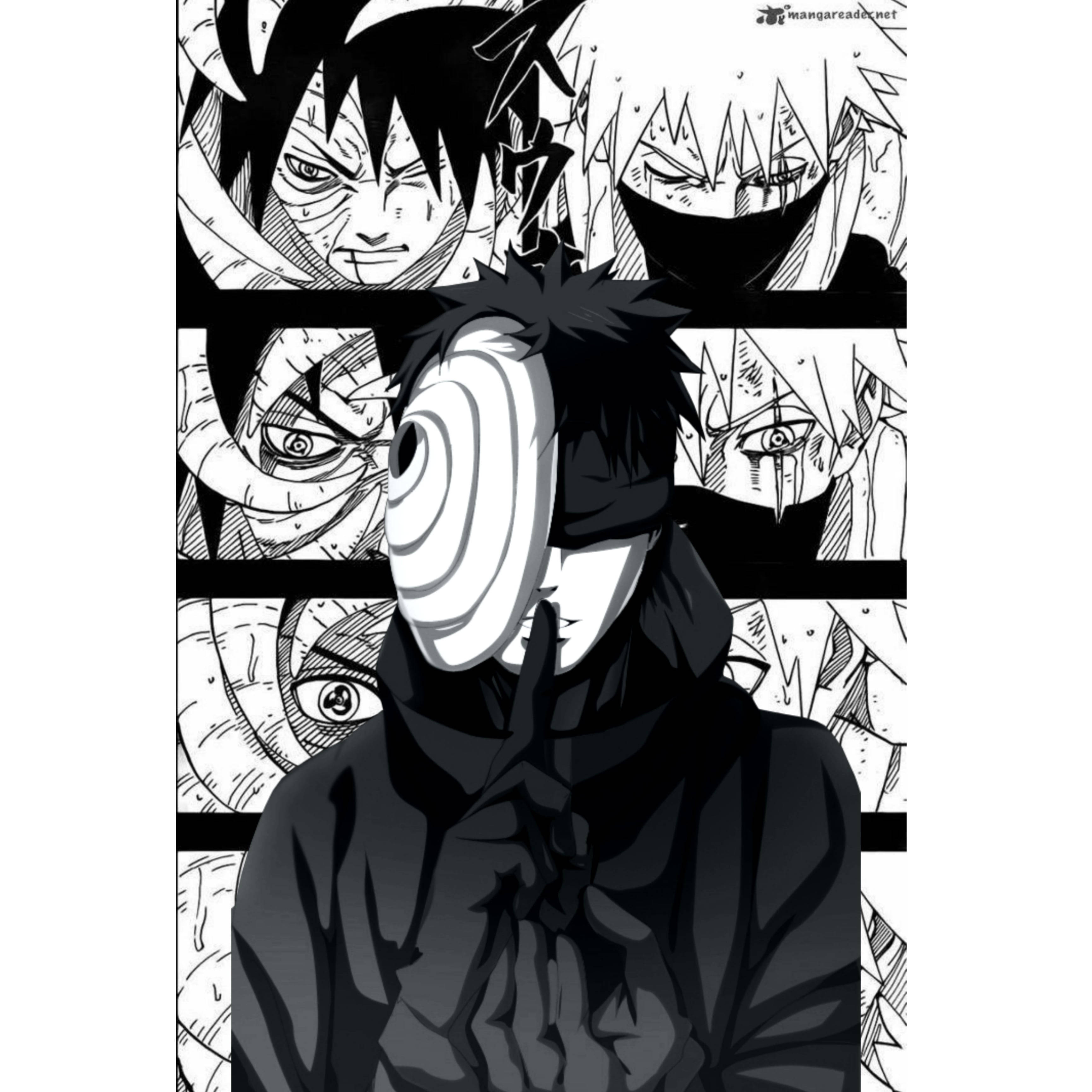 Obito Uchiha, spiral mask, black and white anime character, 2K Desktop Wallpaper