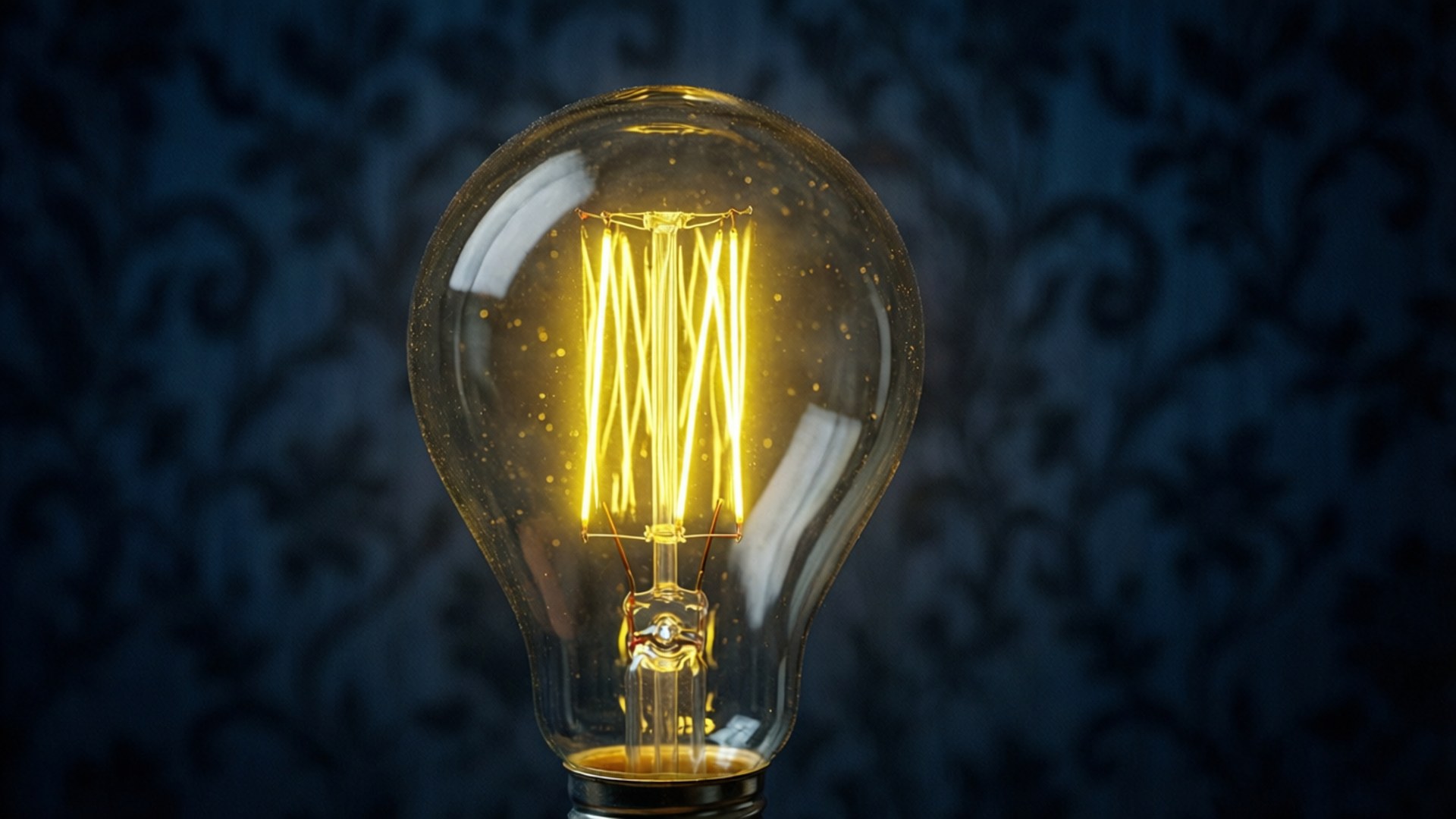 glowing filament, vintage filament bulb, golden light, Full HD Desktop Wallpaper