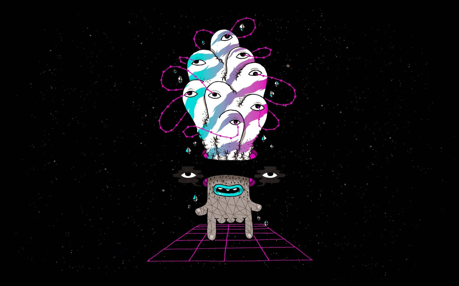 Obscure Galaxy, surreal digital-art creature, multiple eyes, Full HD Desktop Wallpaper