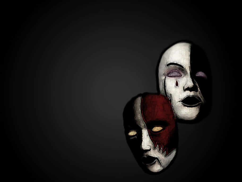 Obscure Masks, black, red, SD Desktop Wallpaper