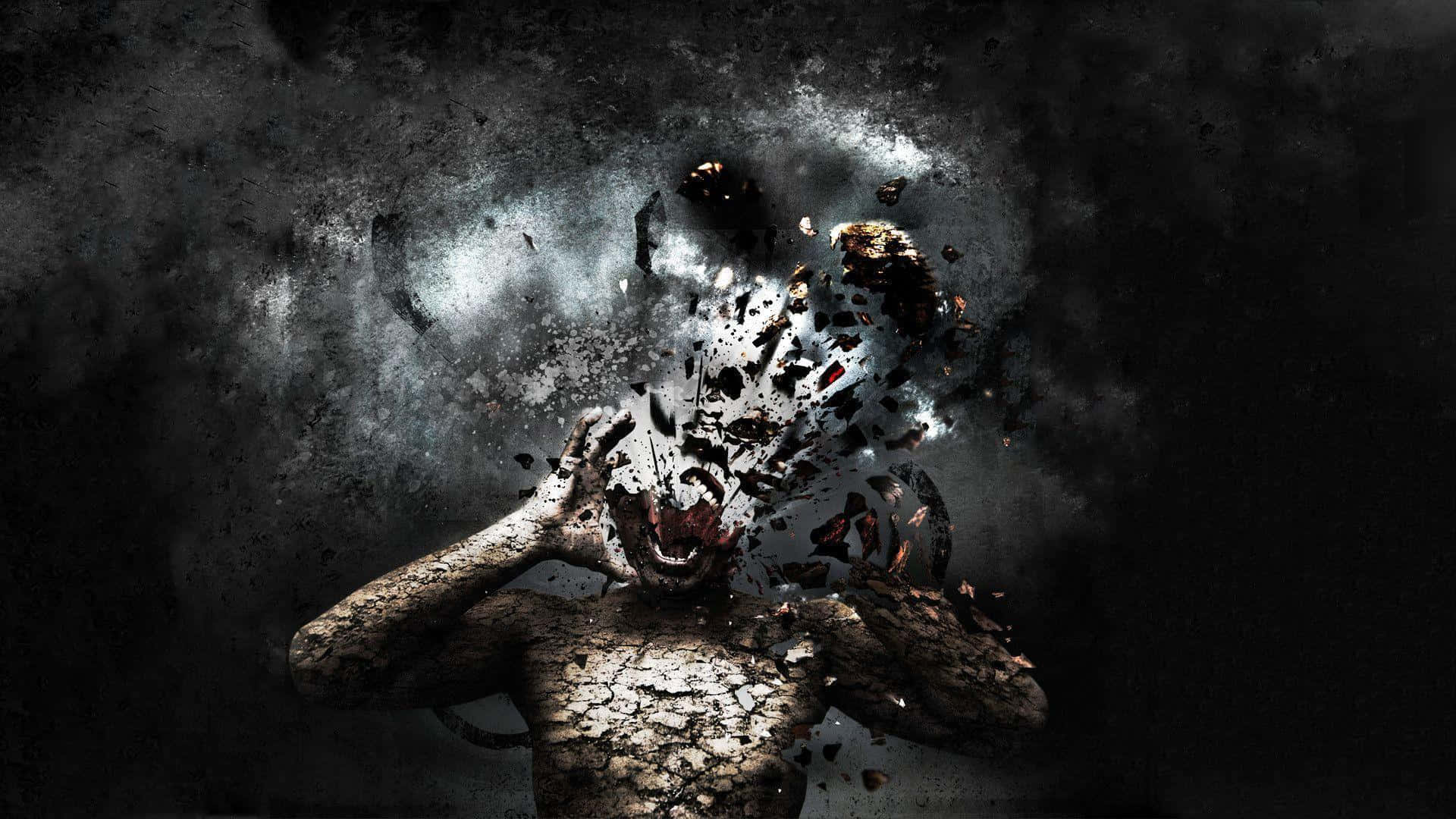 Obscure, exploding man, dark sky, Full HD Desktop Wallpaper