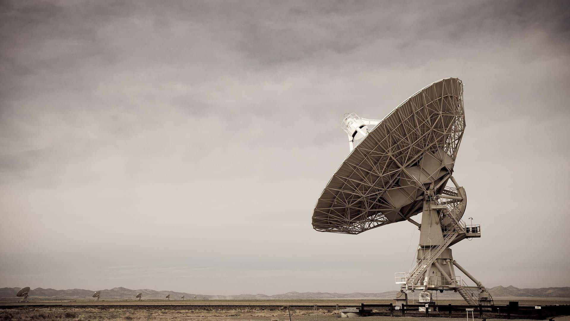 radio telescope, desert, cloudy sky, Full HD Desktop Wallpaper