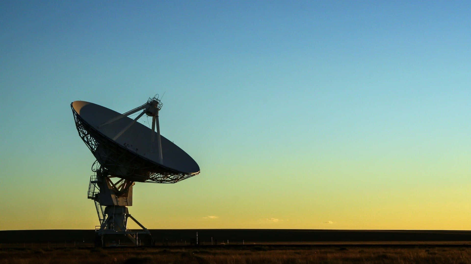 radio telescope, sunset, gradient sky, Full HD Desktop Wallpaper