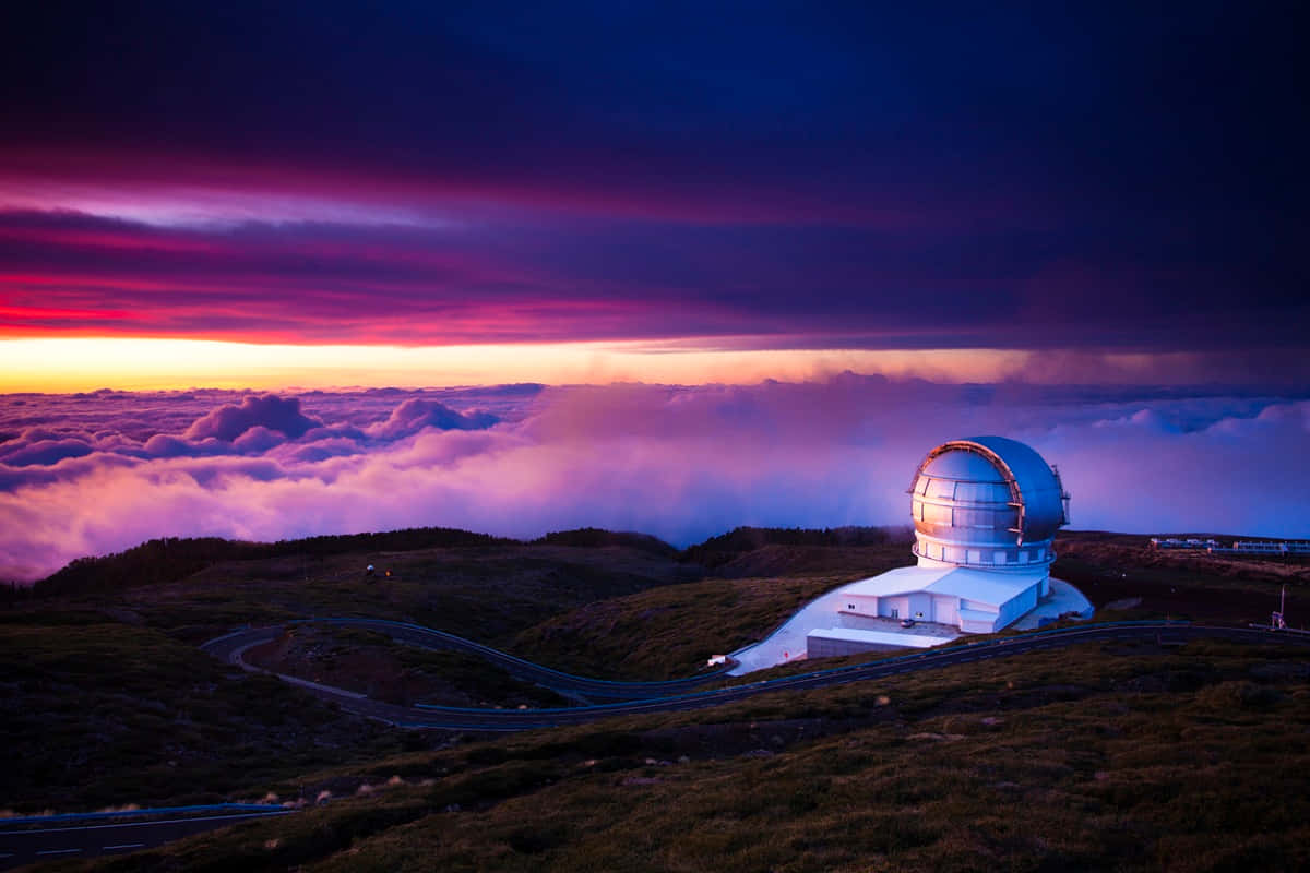 Observatory, mountain, sunset, SD Desktop Wallpaper