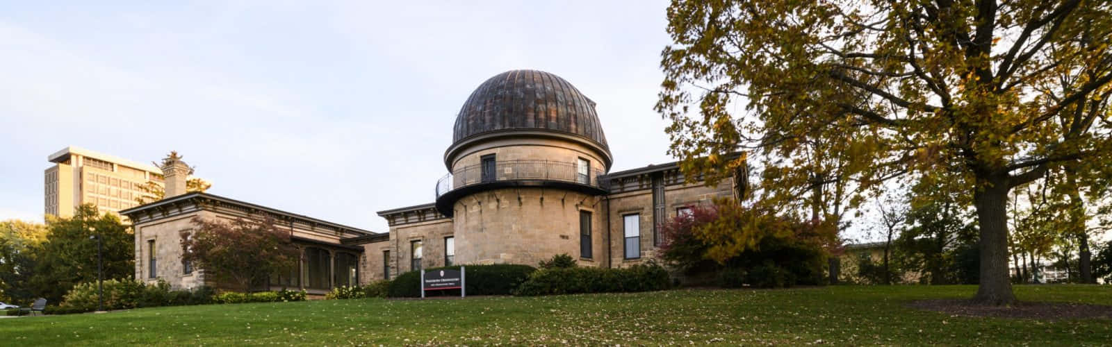 Observatory, dome roof, autumn trees, HD Desktop Wallpaper