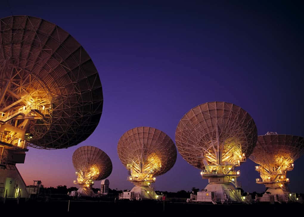 radio telescope, deep purple twilight sky, SD Desktop Wallpaper