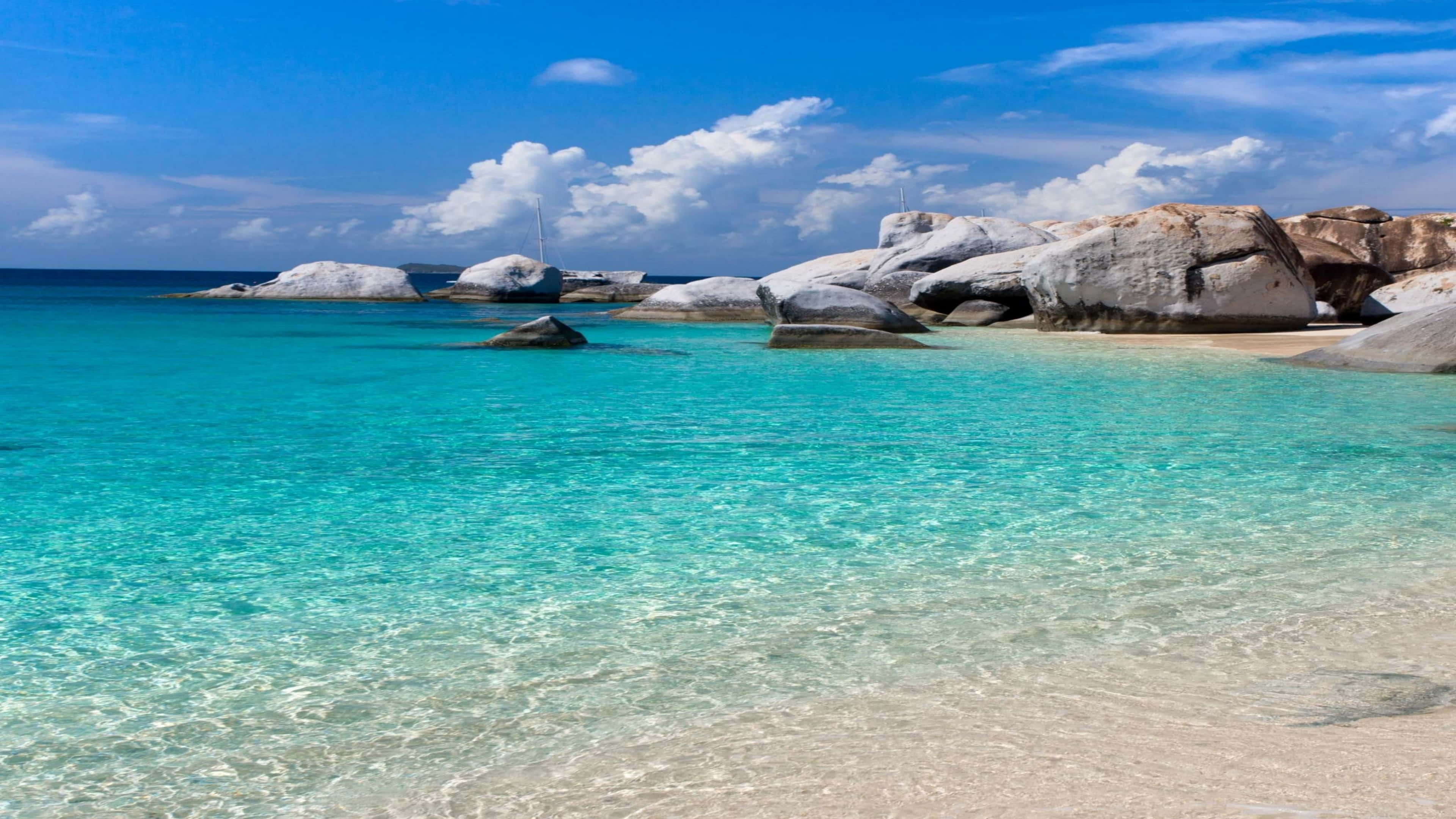 Ocean 4K iPad, turquoise water, sandy shore, 4K Desktop Wallpaper