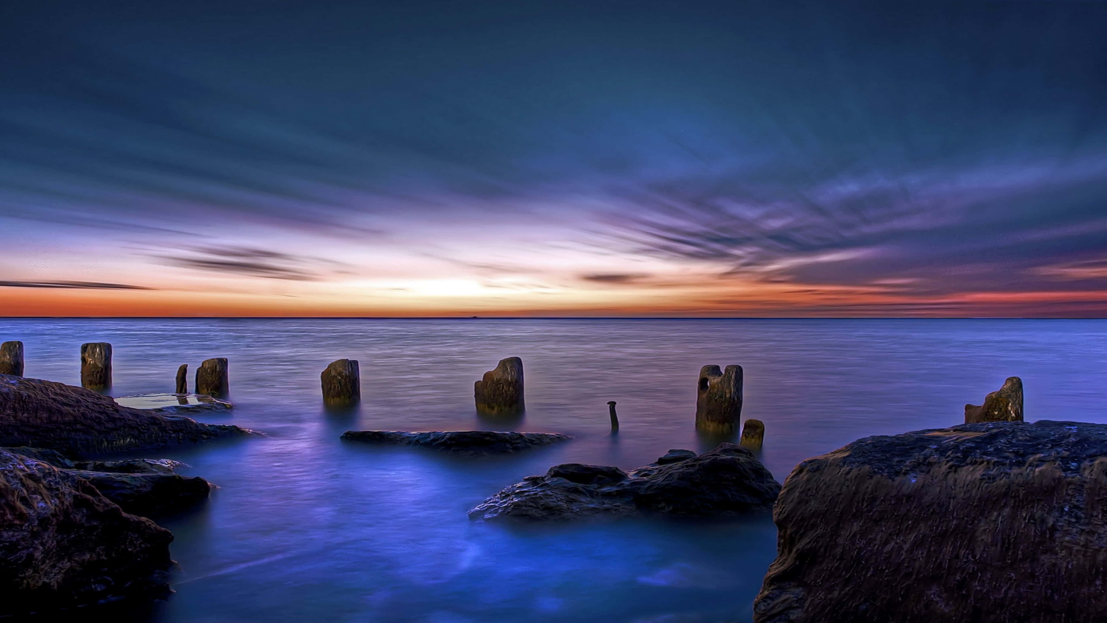 Ocean 4K iPad, sunset, calm waters, 4K Desktop Wallpaper