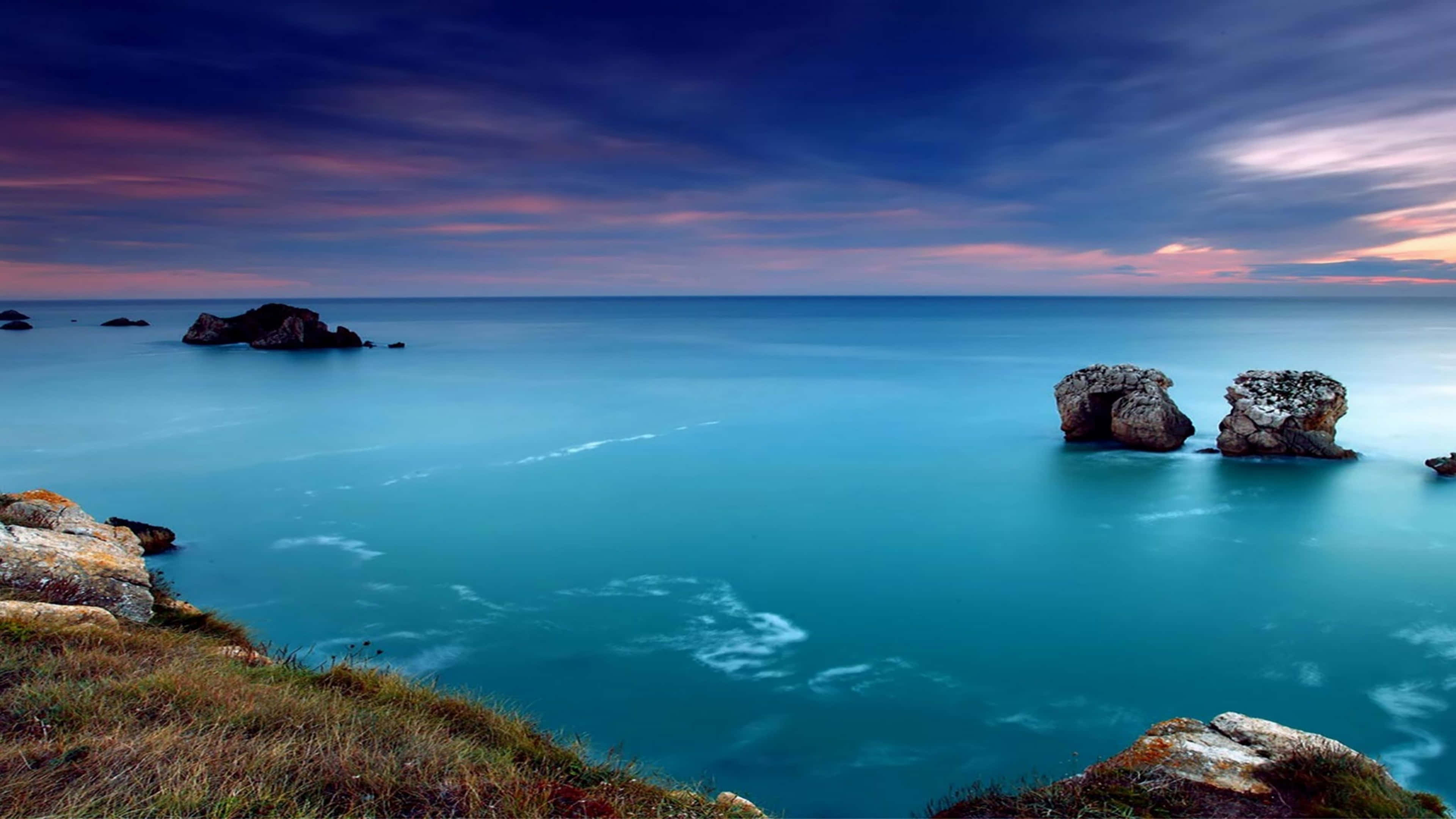 Ocean 4K iPad, turquoise waters, purple sky, 4K Desktop Wallpaper