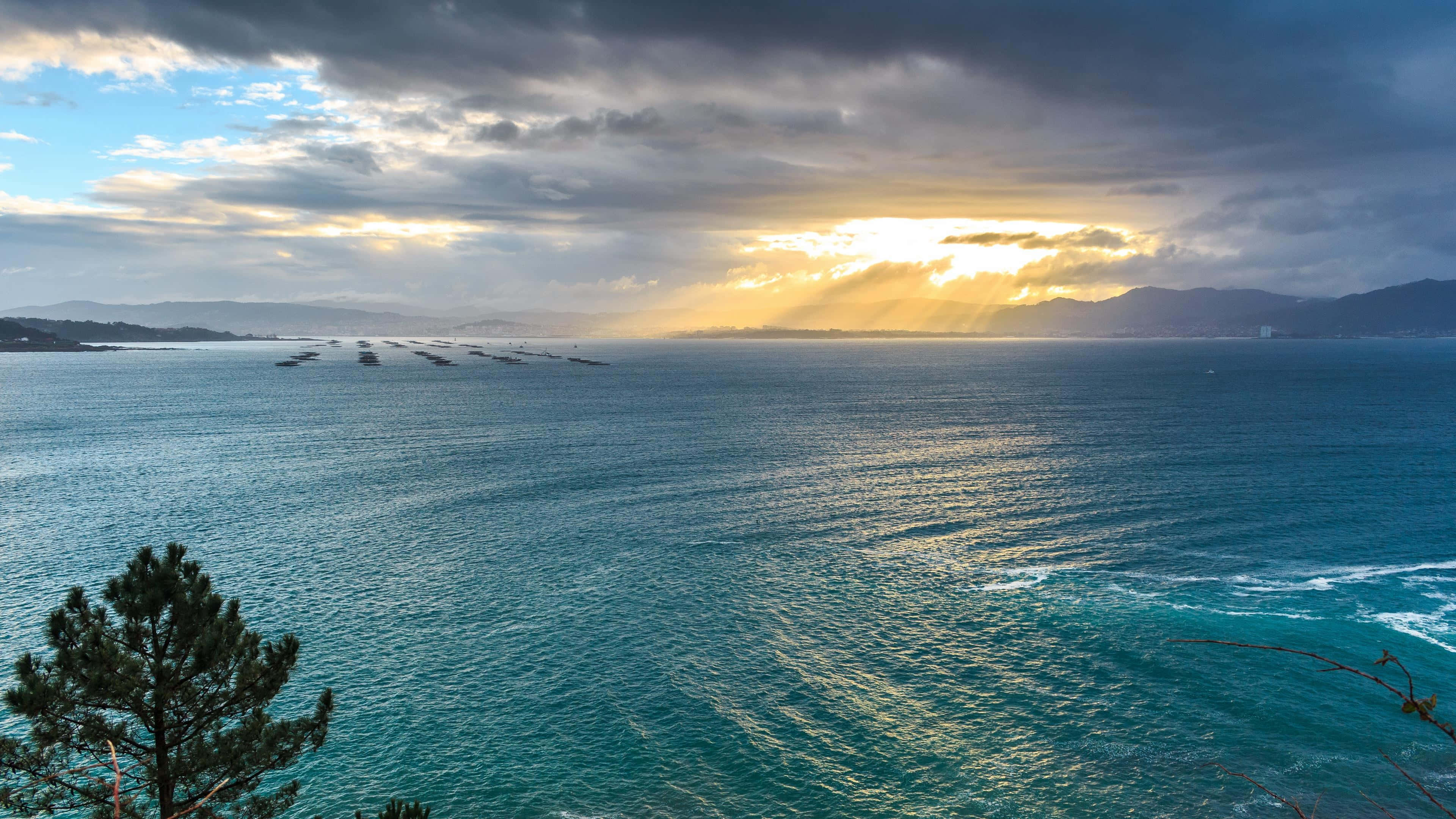 Ocean 4K iPad, sunset, turquoise ocean, 4K Desktop Wallpaper
