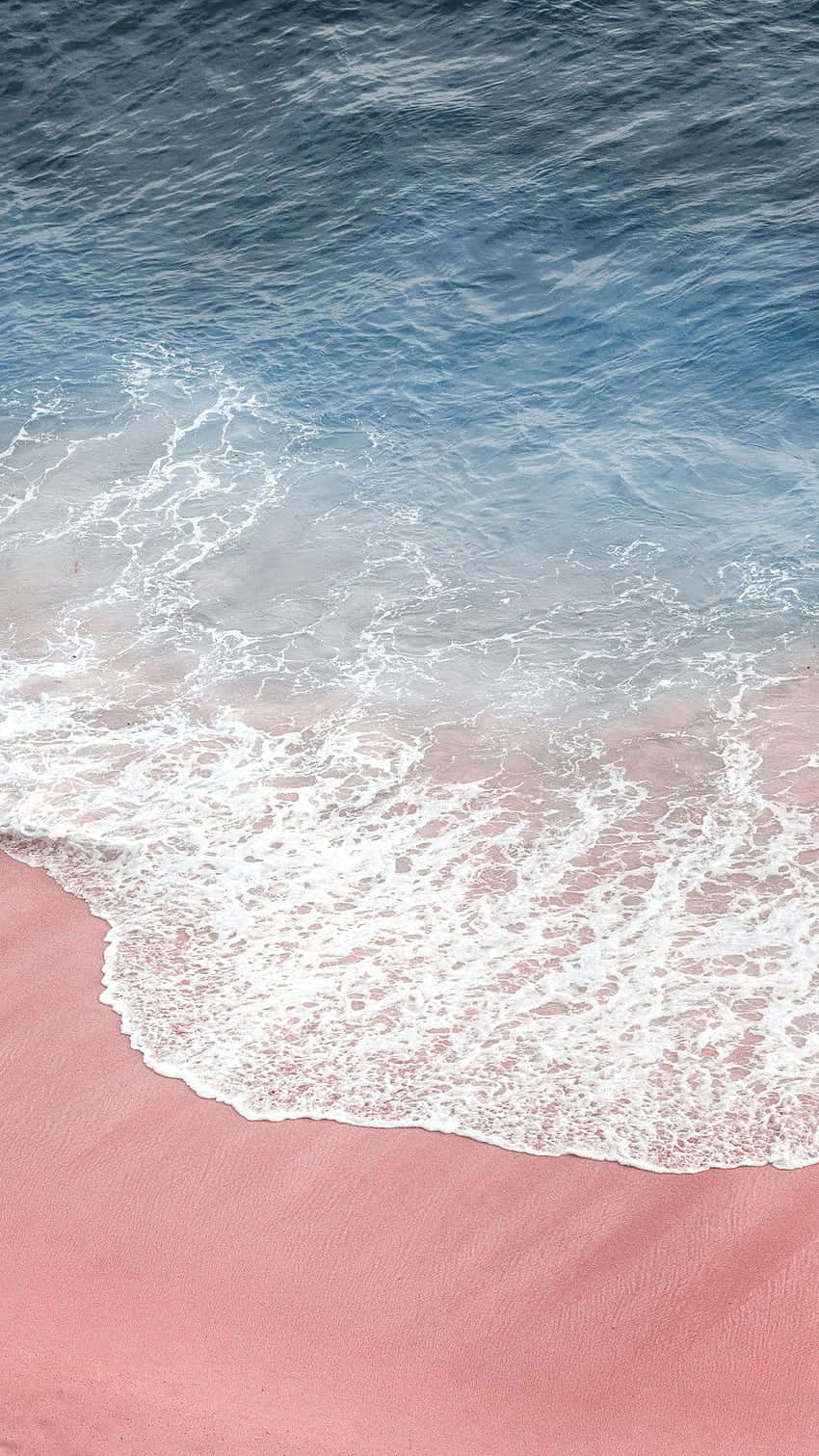 pink sand beach, calm blue ocean waves, soft pink sandy shore, HD Phone Wallpaper