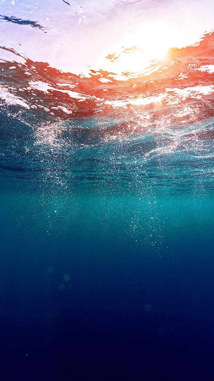 ocean surface, sunlight, vibrant orange, HD Phone Wallpaper