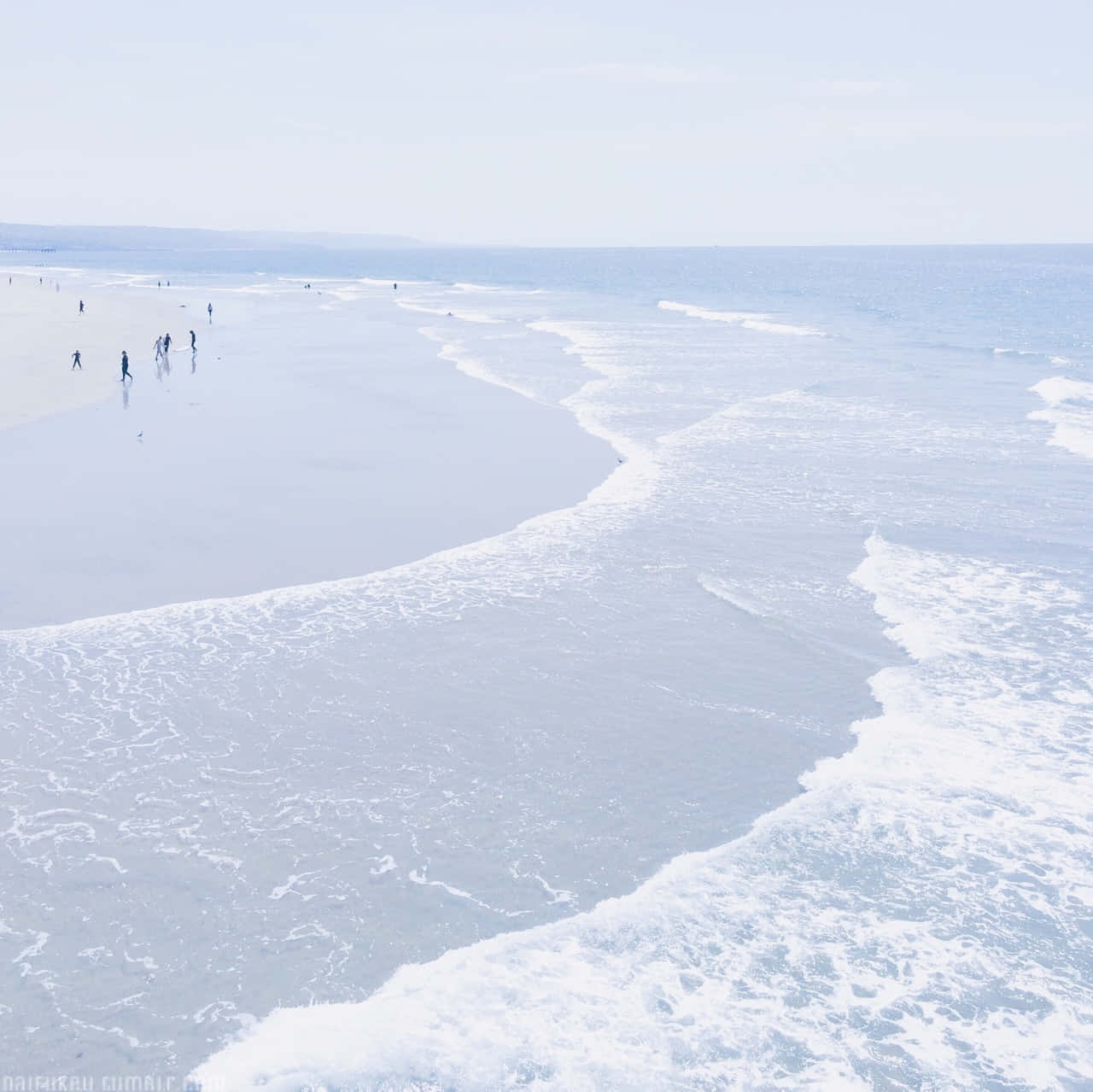 pastel blue aesthetic, sea horizon, gentle waves, HD Desktop Wallpaper