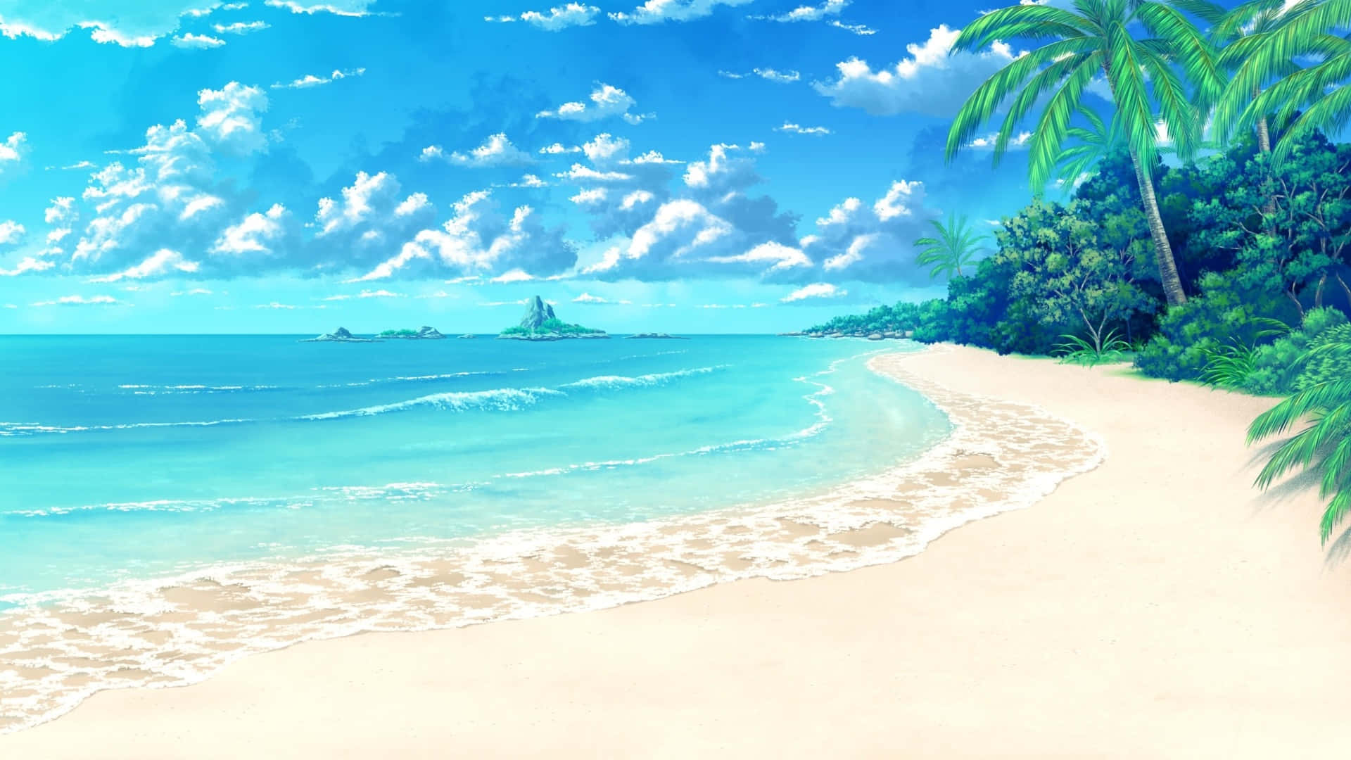 Ocean Beach, turquoise waves, white sand, Full HD Desktop Wallpaper