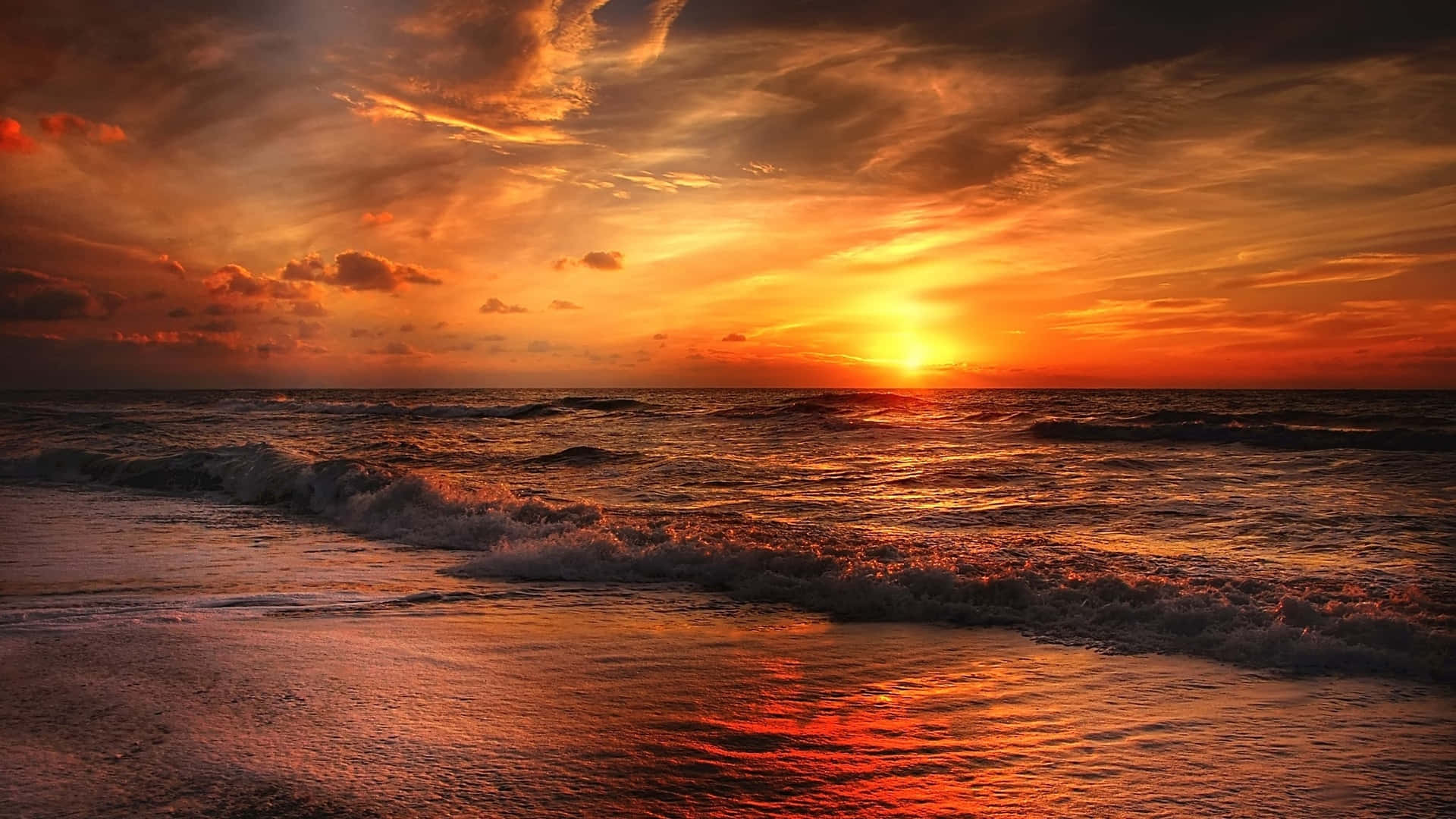 Ocean Beach, sunset, ocean, Full HD Desktop Wallpaper