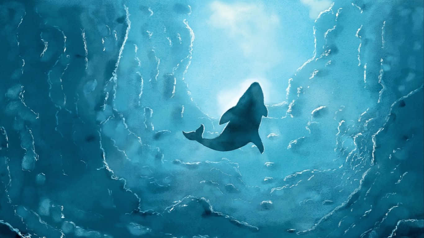 Light Blue Deep Ocean Whale Laptop, whale, sunlit underwater ice tunnel, HD Desktop Wallpaper