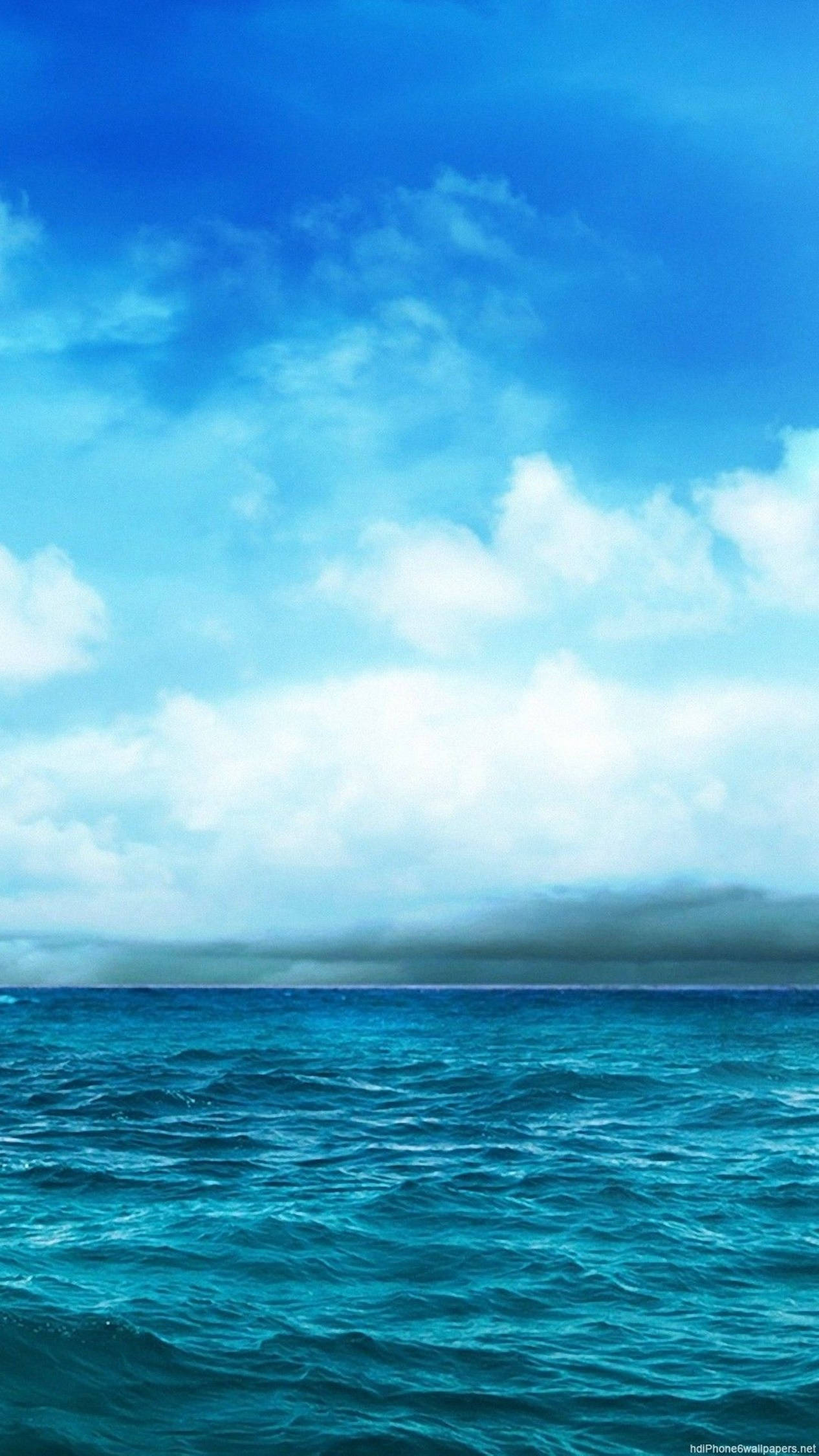 4K, turquoise ocean, bright blue sky, Full HD Phone Wallpaper