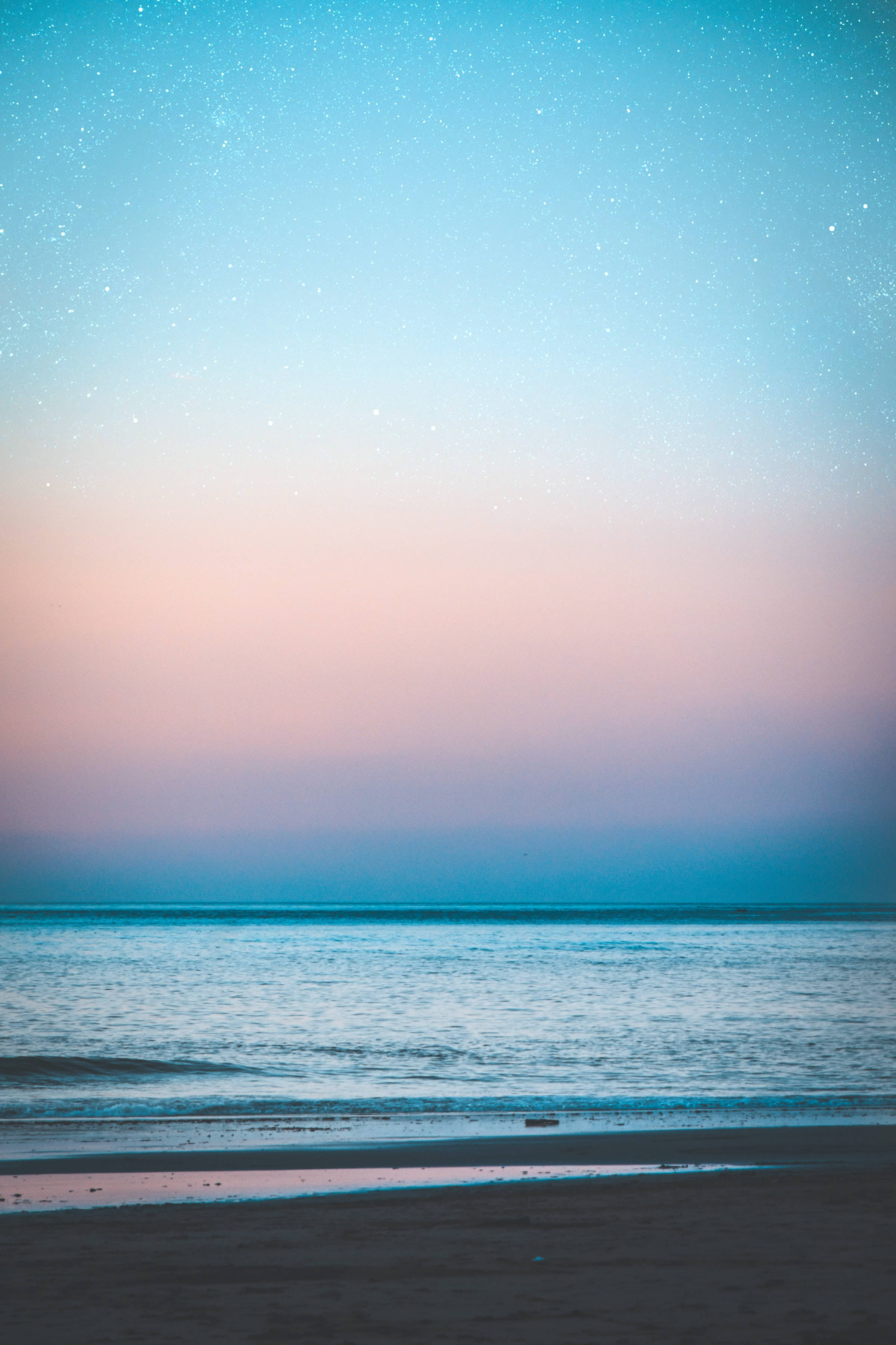 Ocean Blue, starry sky, twilight, 2K Phone Wallpaper
