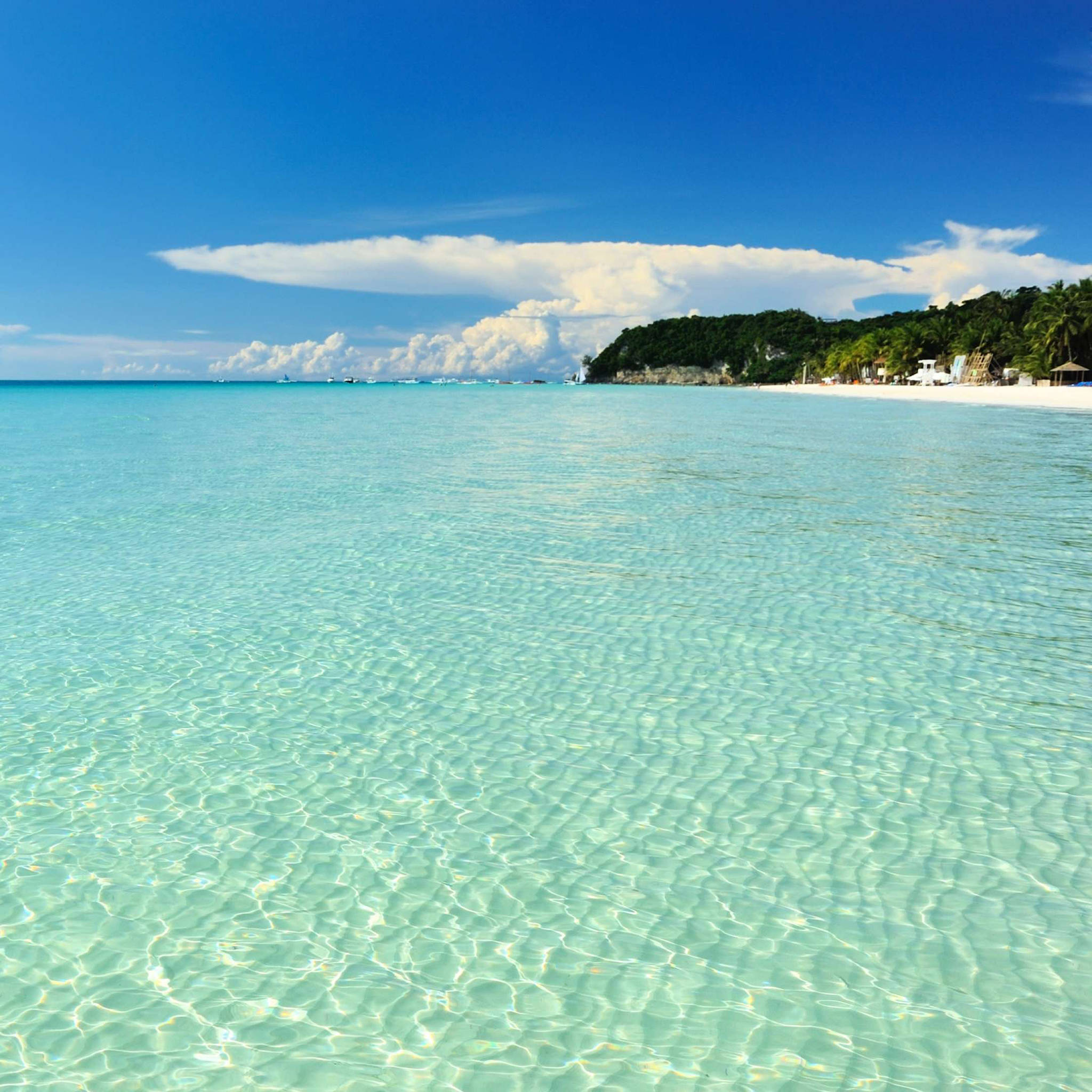 Summer iPad, turquoise water, white sandy beach, Full HD Desktop Wallpaper